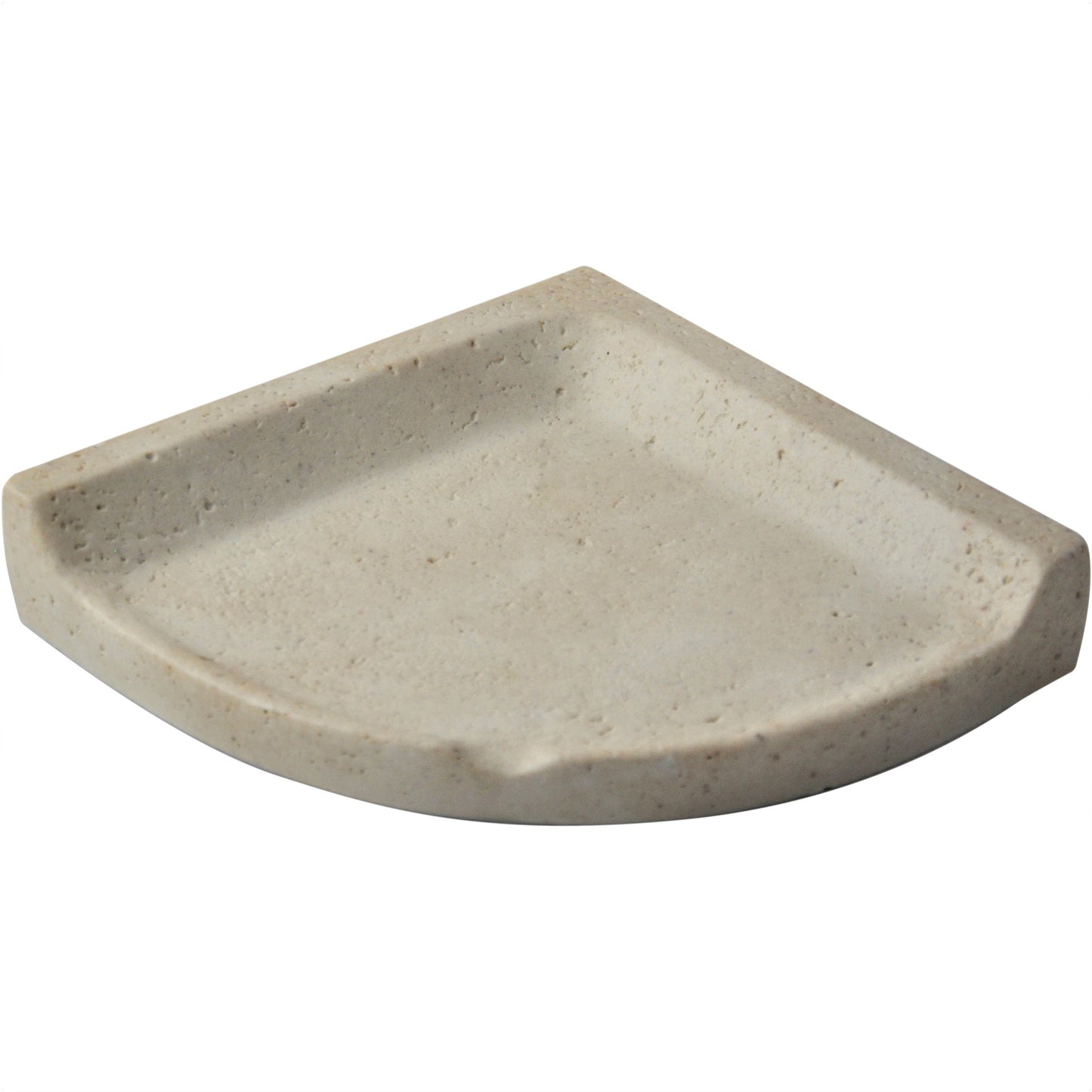 Prima Shaded Ivory 8.15 in. x 8.15 in Matte Resin Travertine Wall Mount Lugged Hand Made Corner Shelf Tile Trim