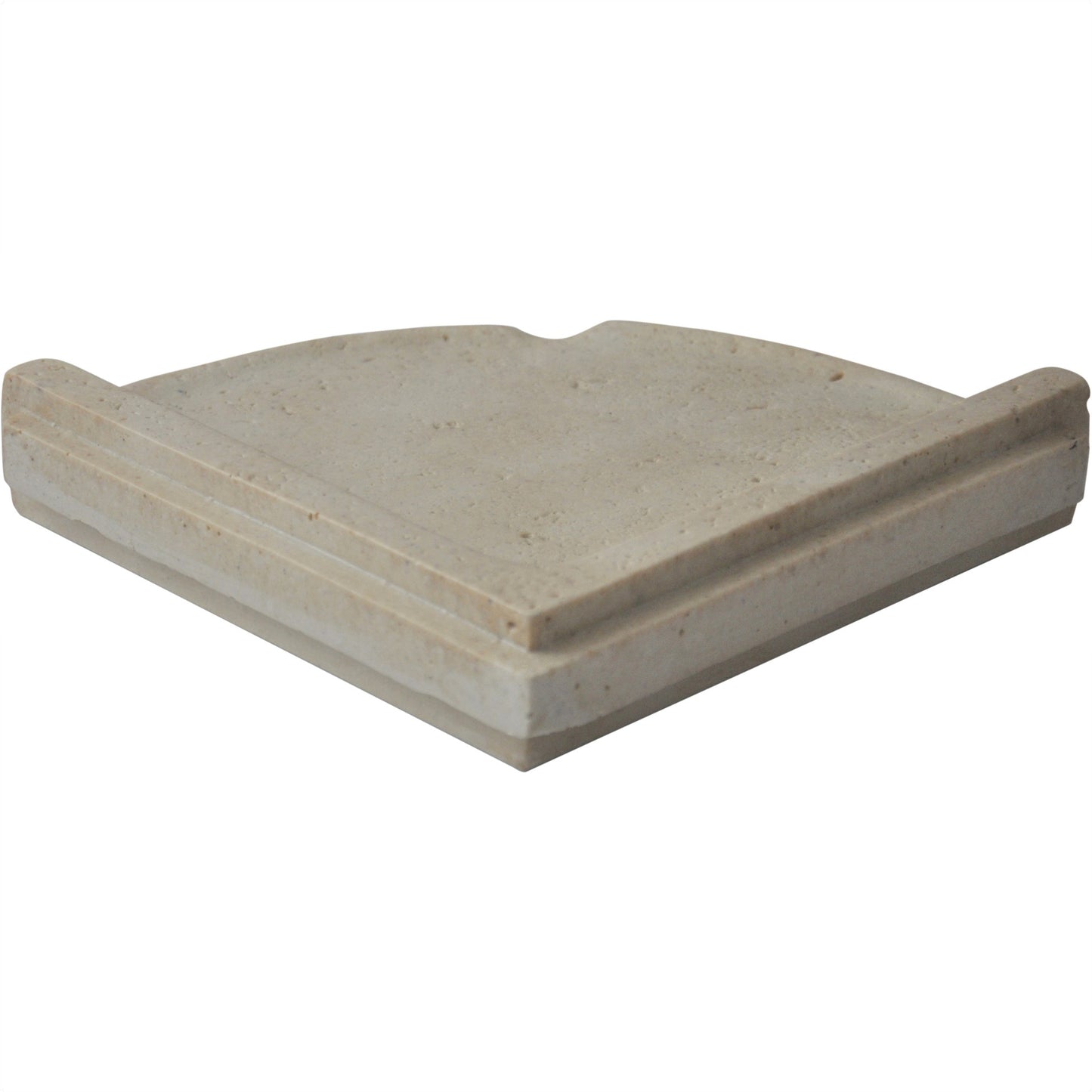 Prima Shaded Ivory 8.15 in. x 8.15 in Matte Resin Travertine Wall Mount Lugged Hand Made Corner Shelf Tile Trim