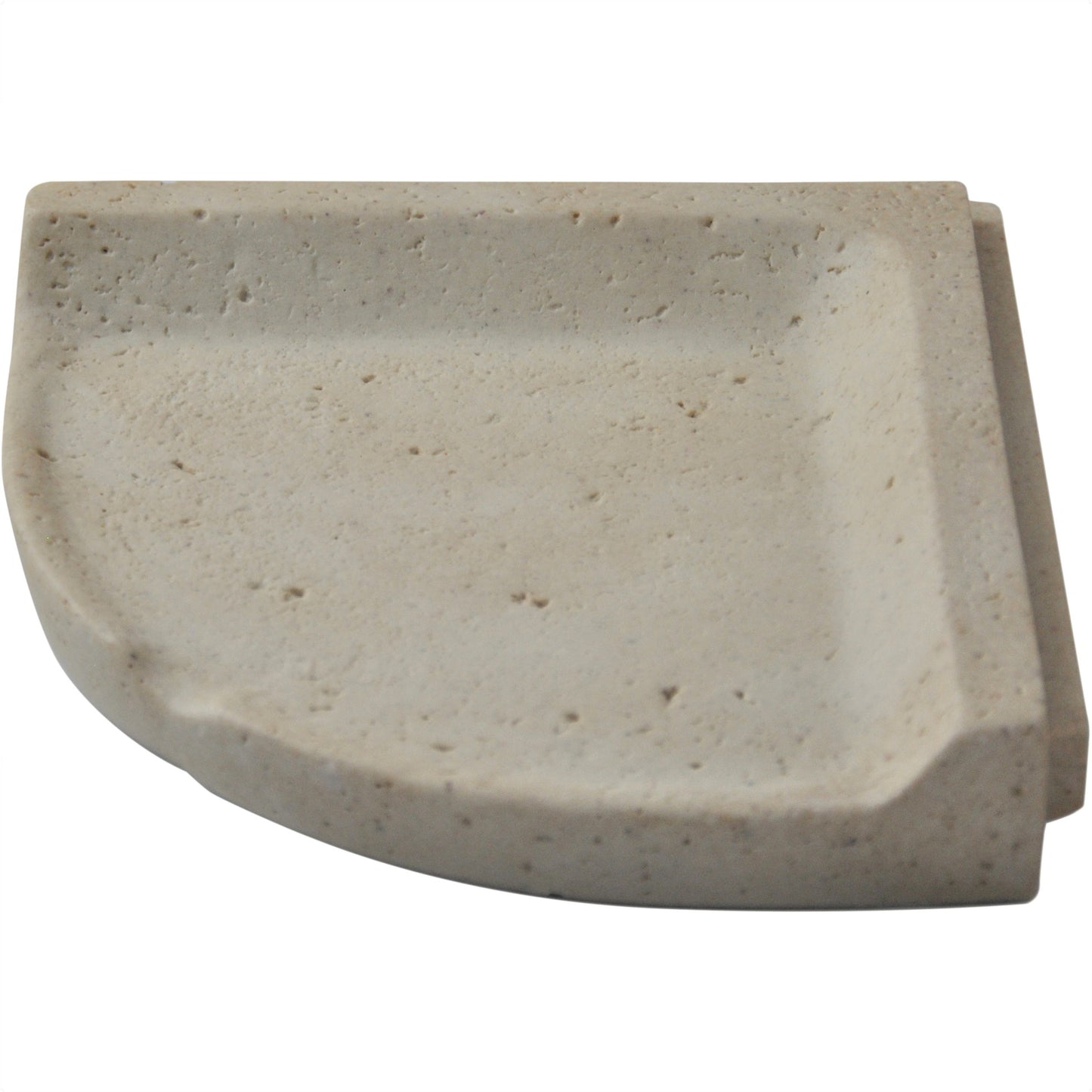 Prima Shaded Ivory 8.15 in. x 8.15 in Matte Resin Travertine Wall Mount Lugged Hand Made Corner Shelf Tile Trim
