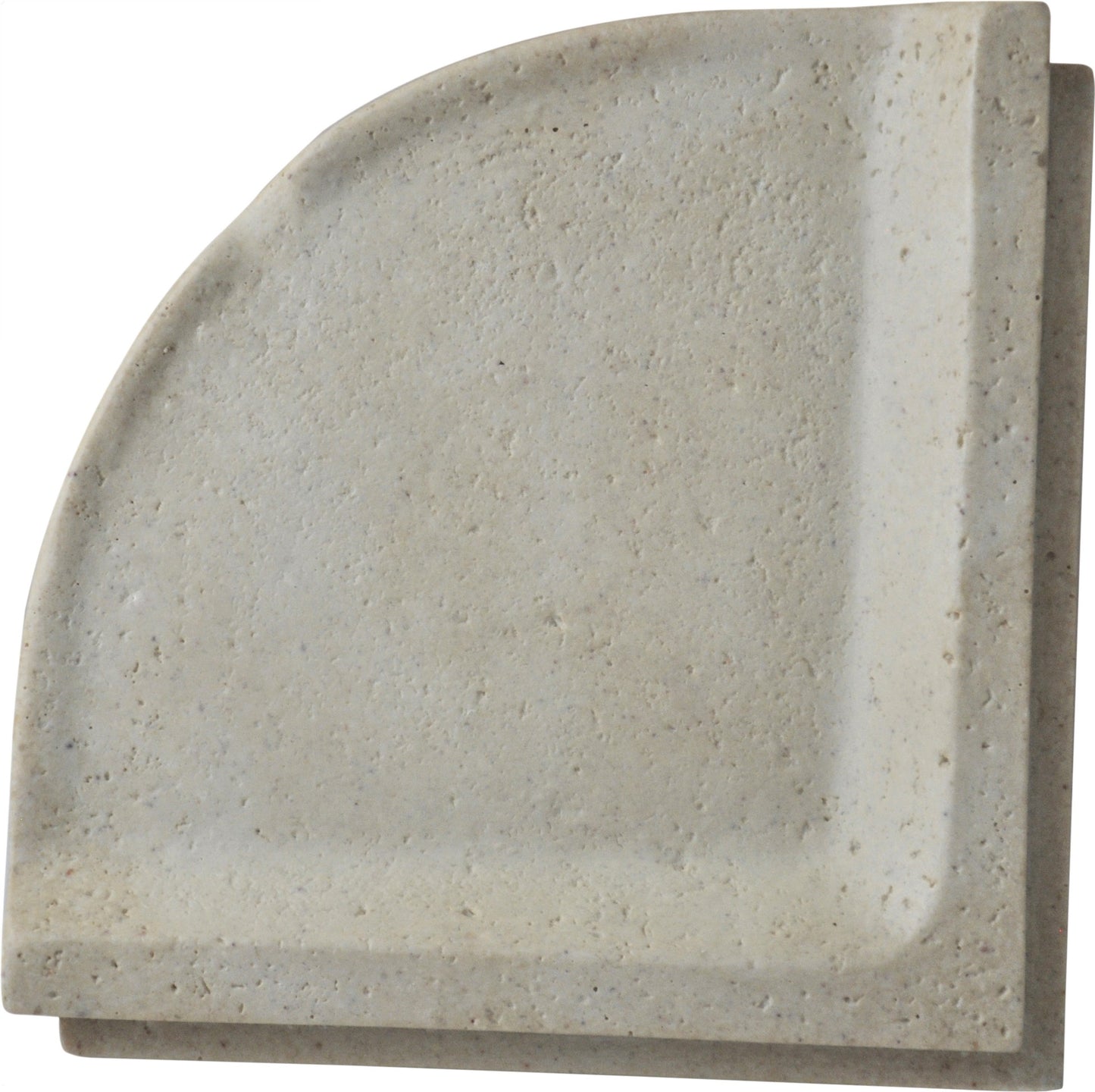 Prima Shaded Ivory 8.15 in. x 8.15 in Matte Resin Travertine Wall Mount Lugged Hand Made Corner Shelf Tile Trim