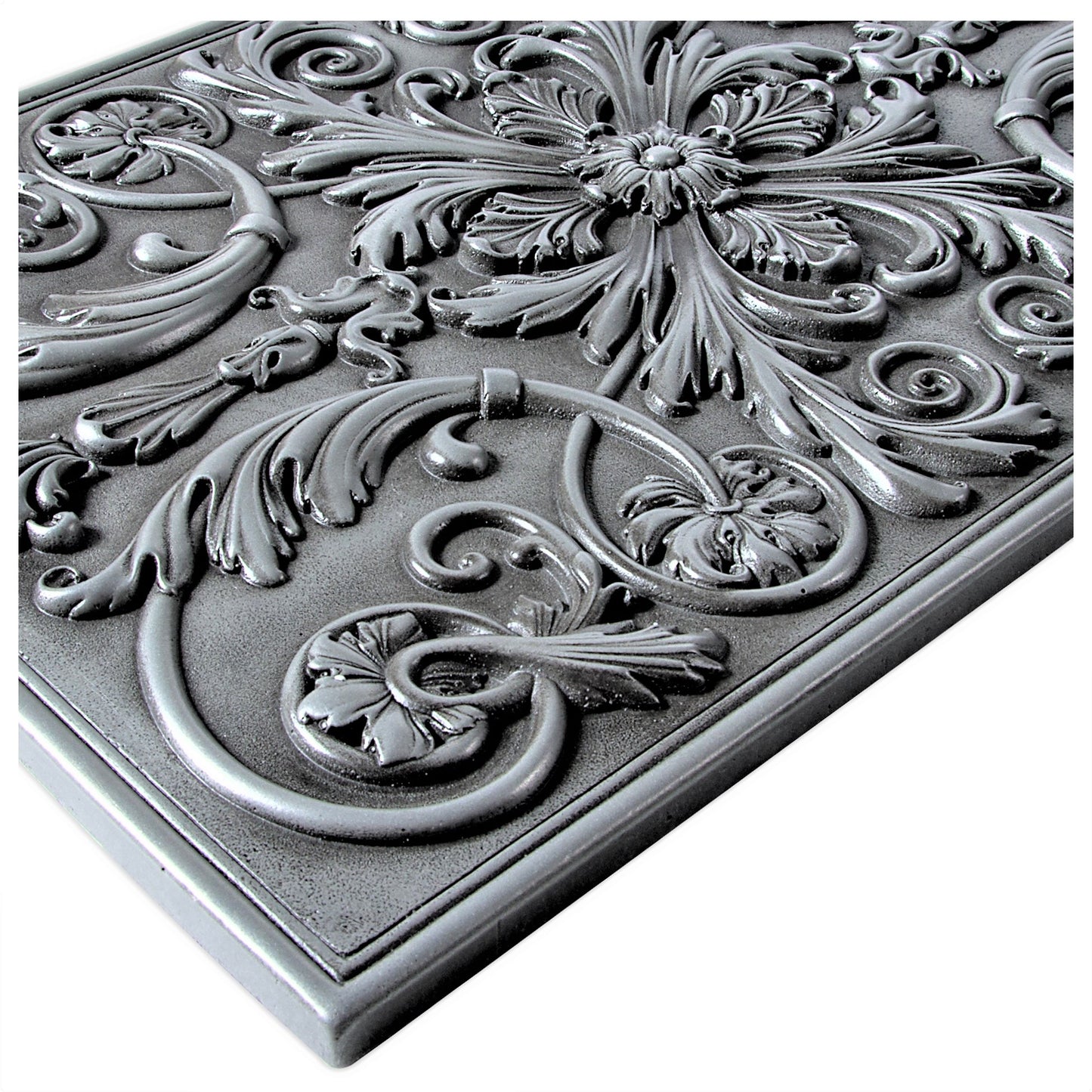 Backsplash Tile for Kitchen and Fireplace Royal 12" x 18" Metal Mural Pewter Nickel