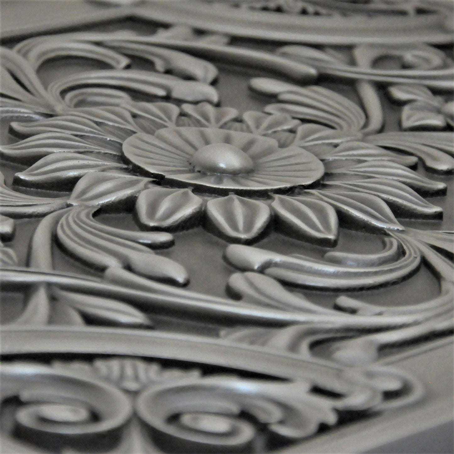 Backsplash Metal Mural Tile Hand Made Plaque Harmony 18"x24" Pewter Nickel