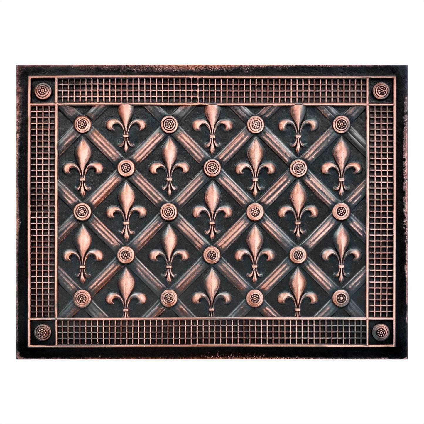 Backsplash Metal Mural Tile Hand Made Plaque Fleur De Lis 12" x 16" Oil Rubbed Bronze