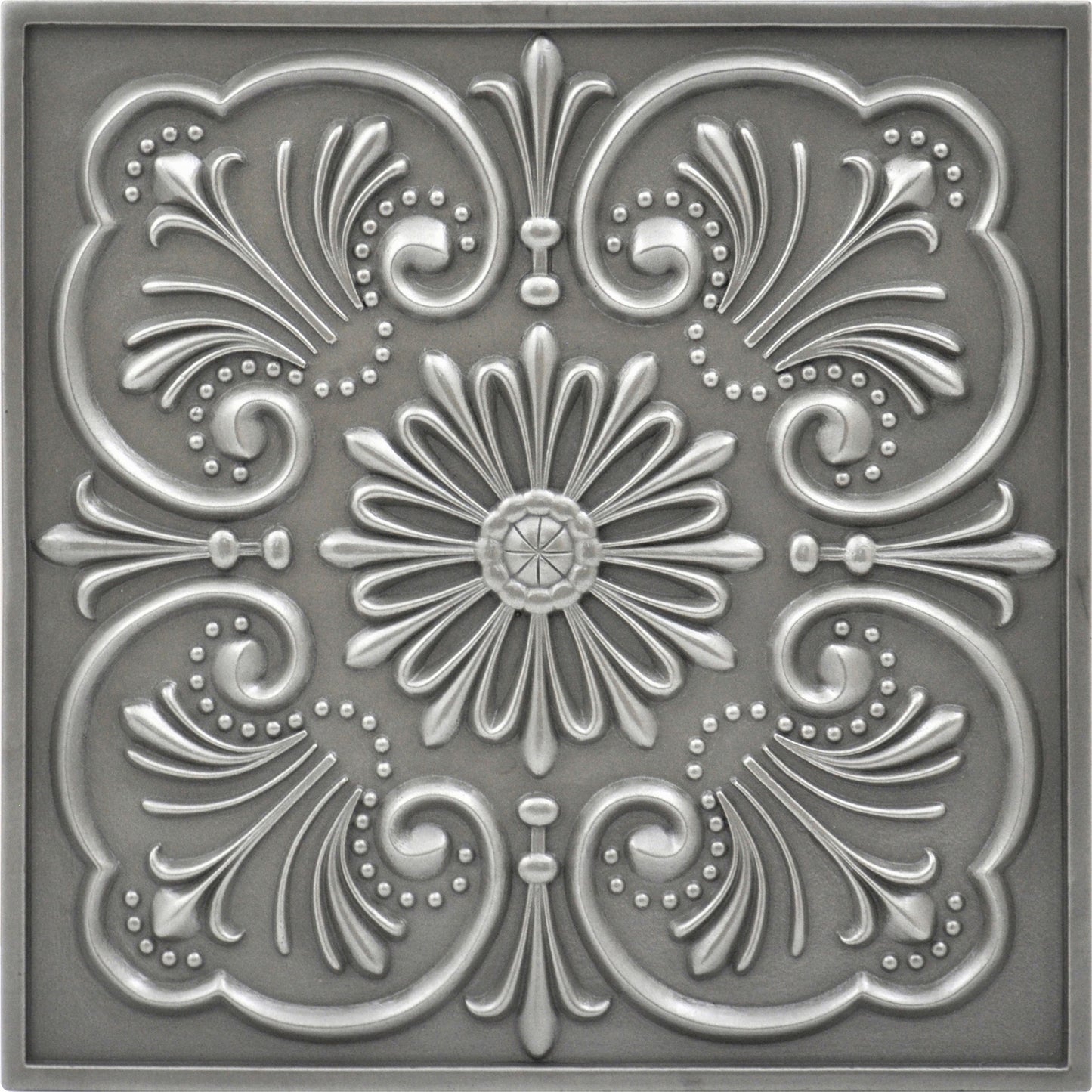 Backsplash Metal Mural Tile Hand Made Plaque Crown 12" x 12" Brushed Nickel