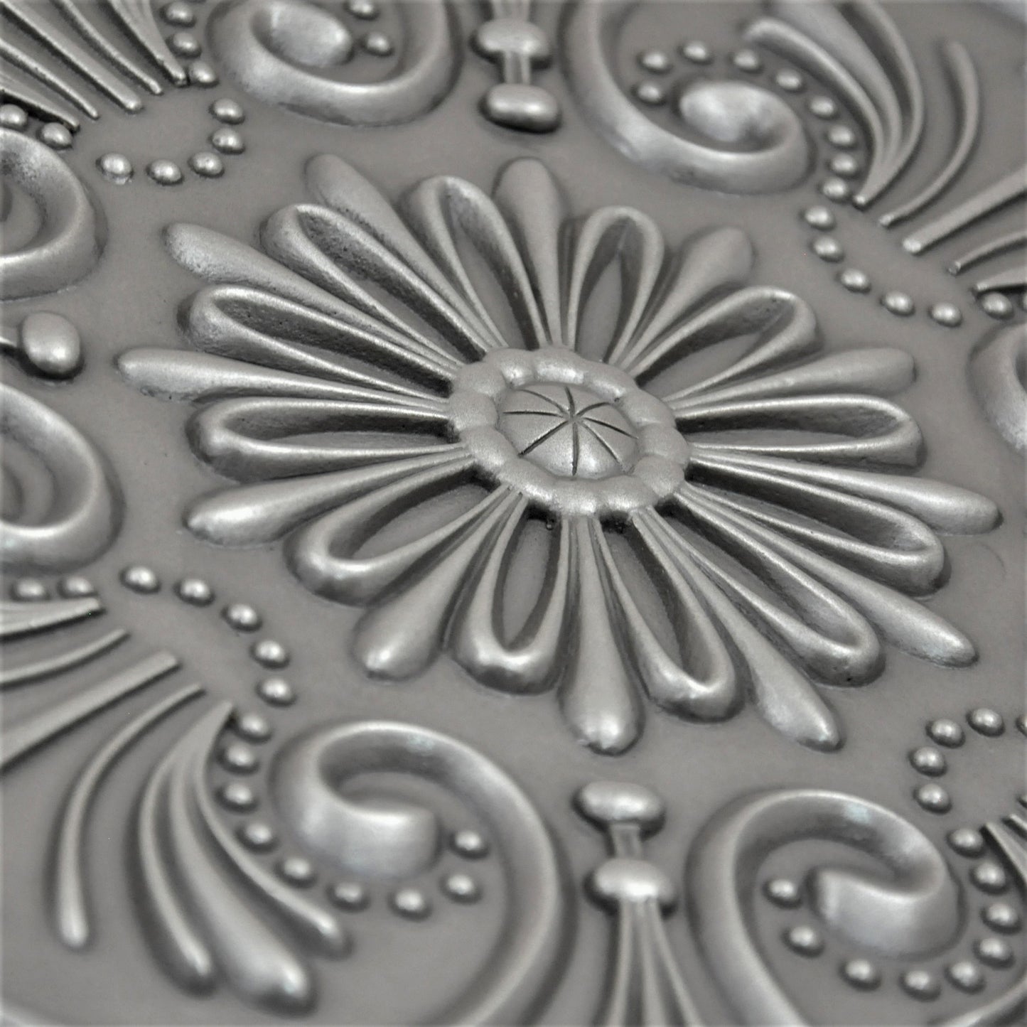 Backsplash Metal Mural Tile Hand Made Plaque Crown 12" x 12" Brushed Nickel