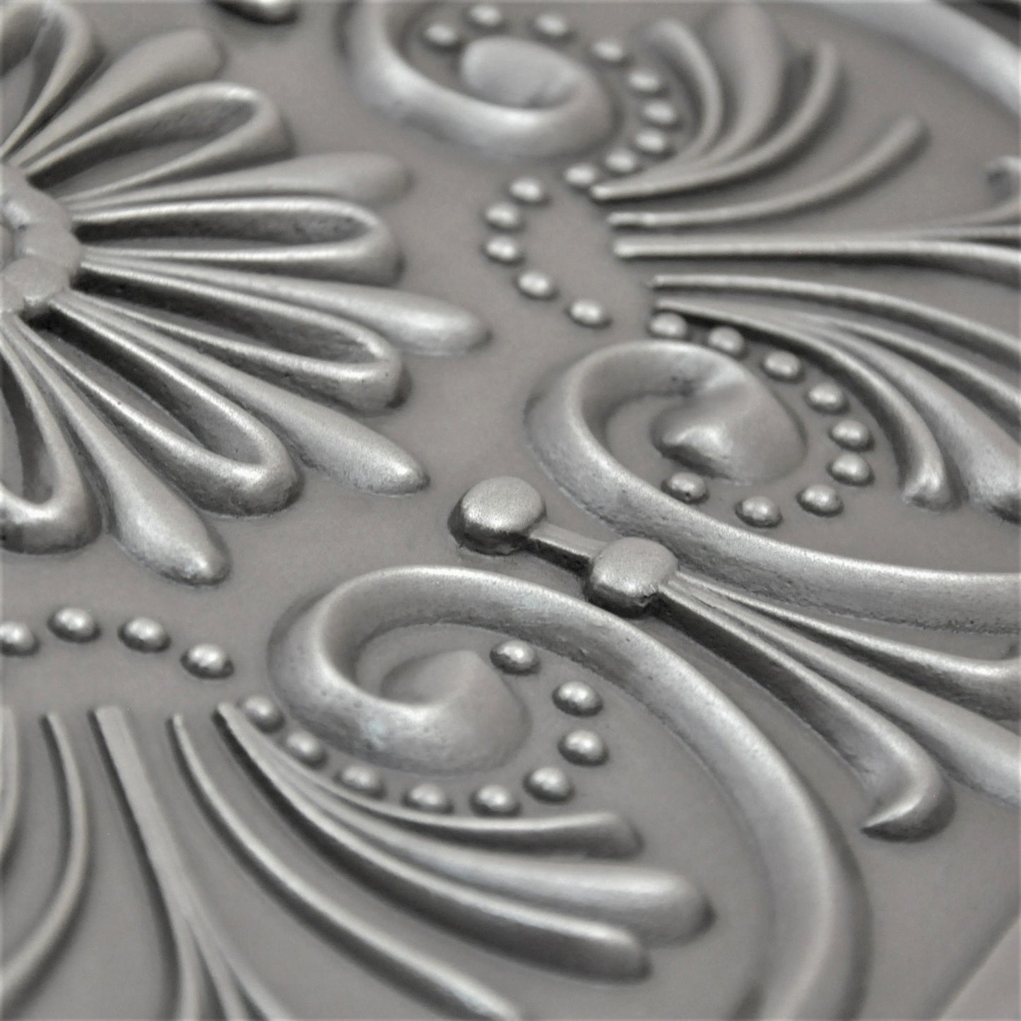 Backsplash Metal Mural Tile Hand Made Plaque Crown 12" x 12" Brushed Nickel