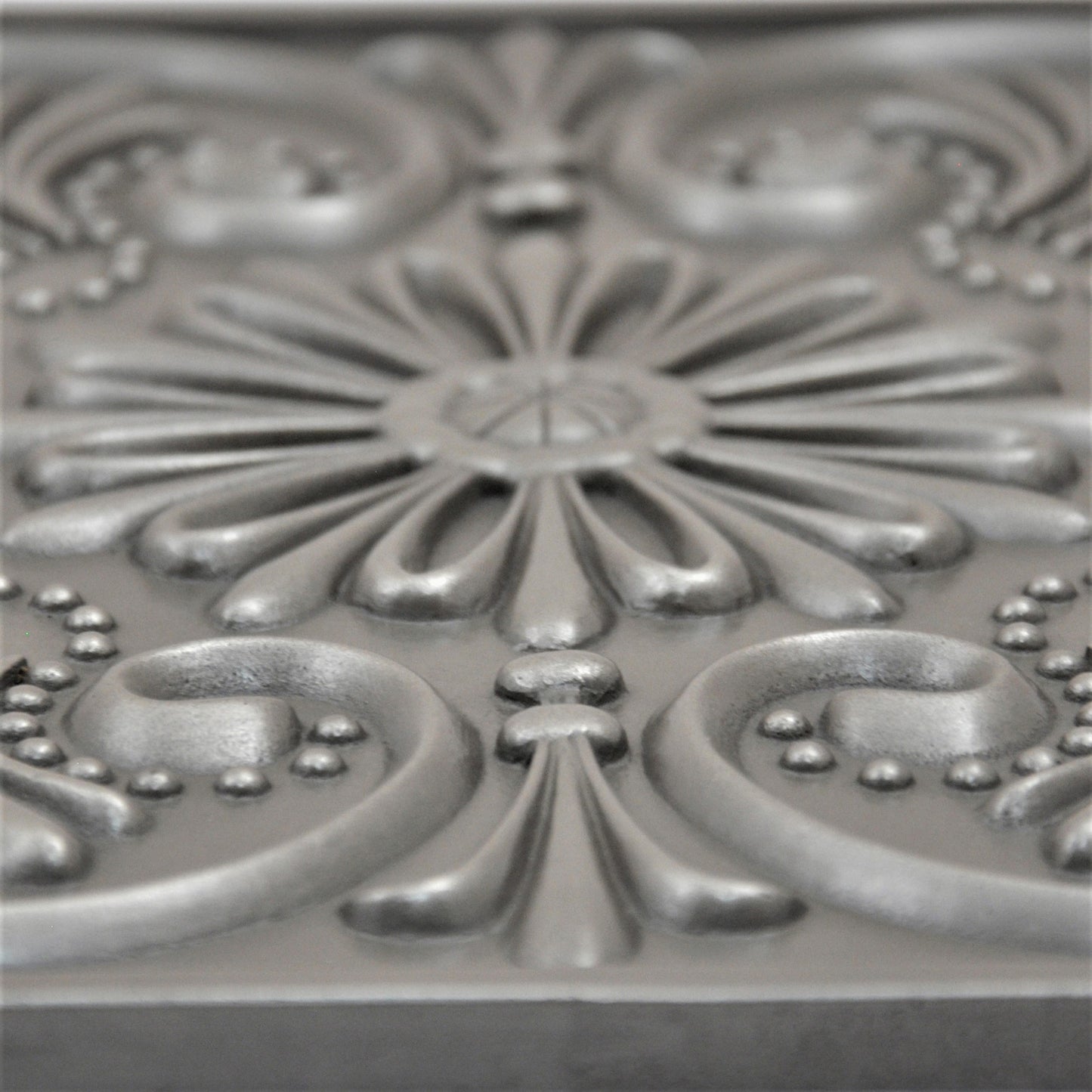 Backsplash Metal Mural Tile Hand Made Plaque Crown 12" x 12" Brushed Nickel