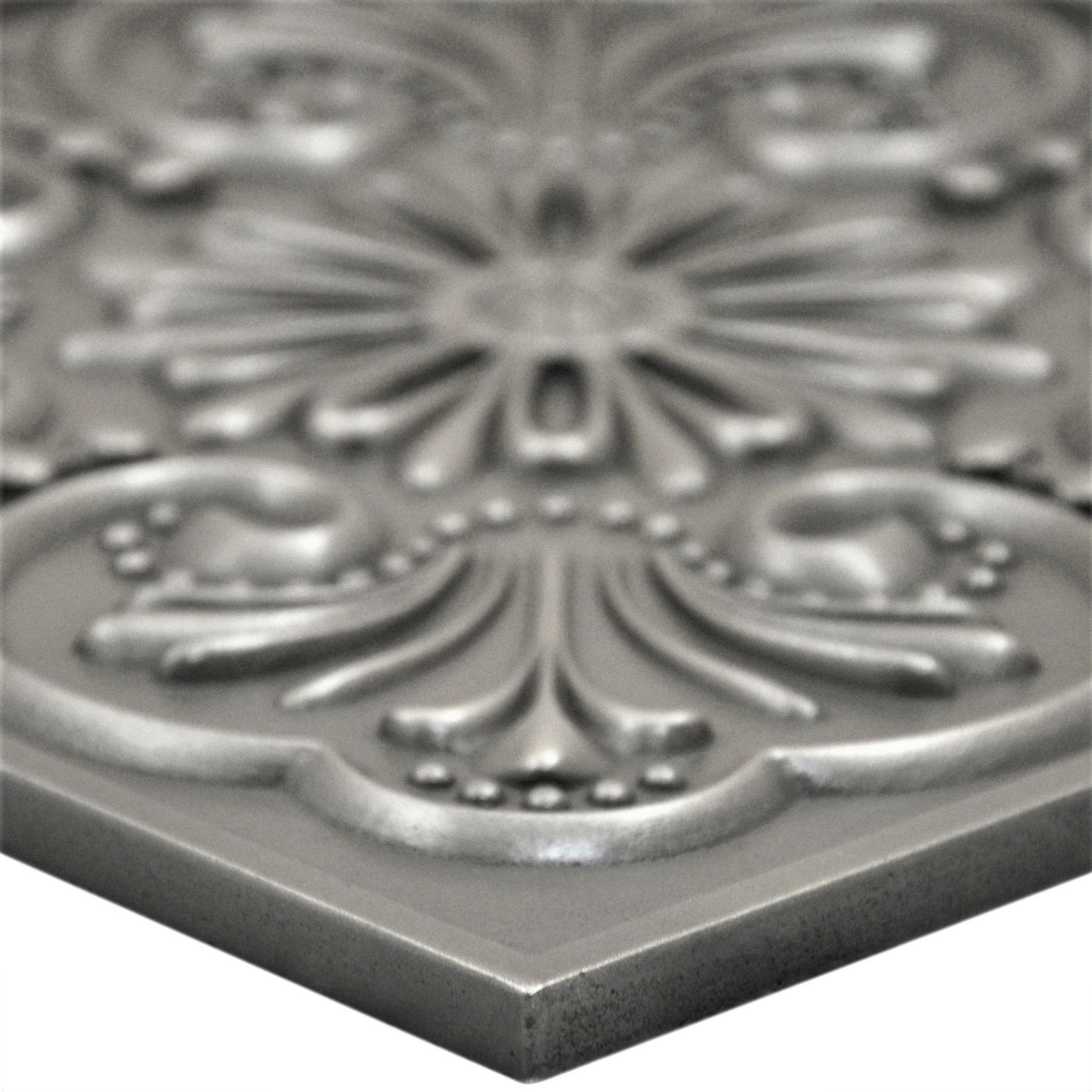 Backsplash Metal Mural Tile Hand Made Plaque Crown 12" x 12" Brushed Nickel