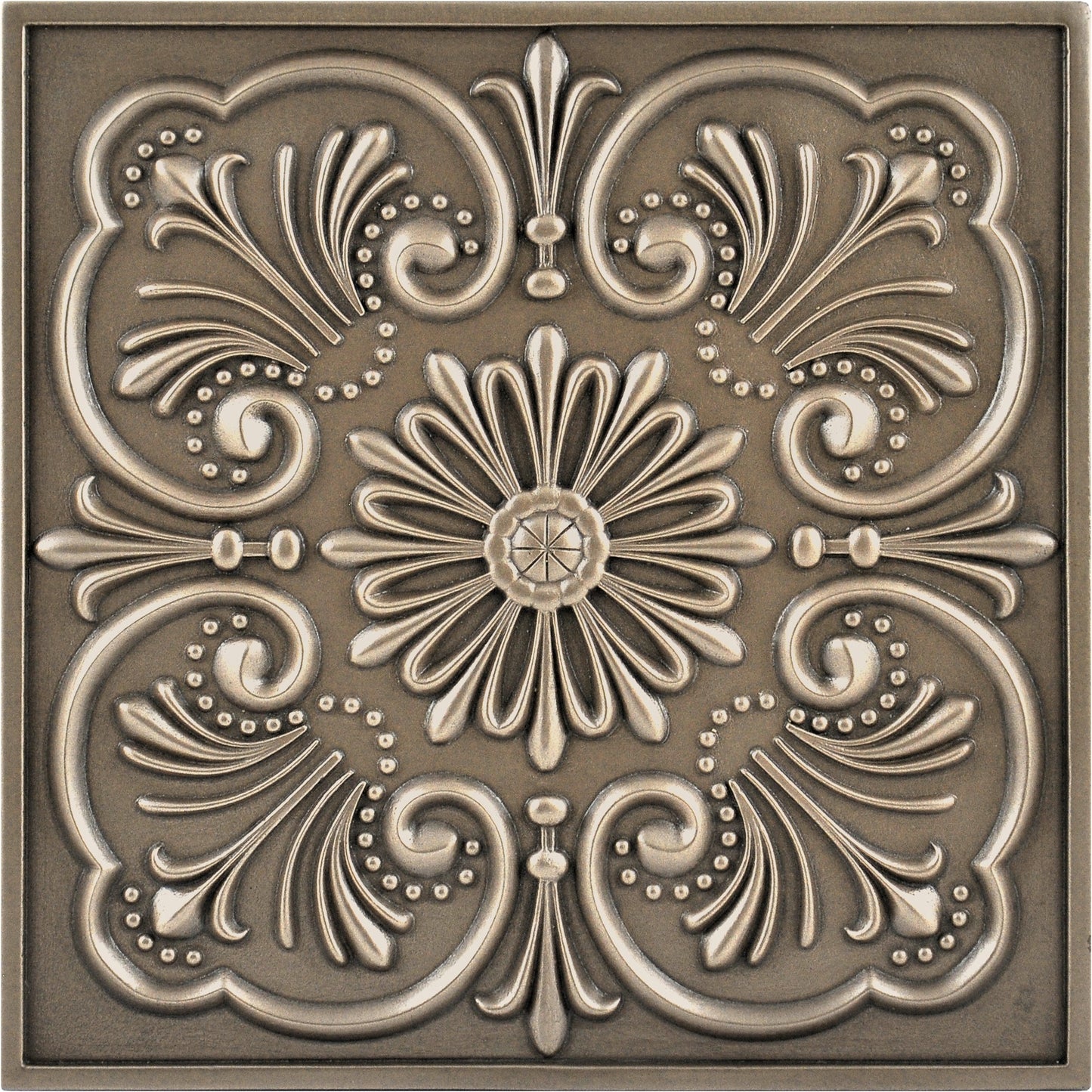 Backsplash Metal Mural Tile Hand Made Plaque Crown 12" x 12" Bronze