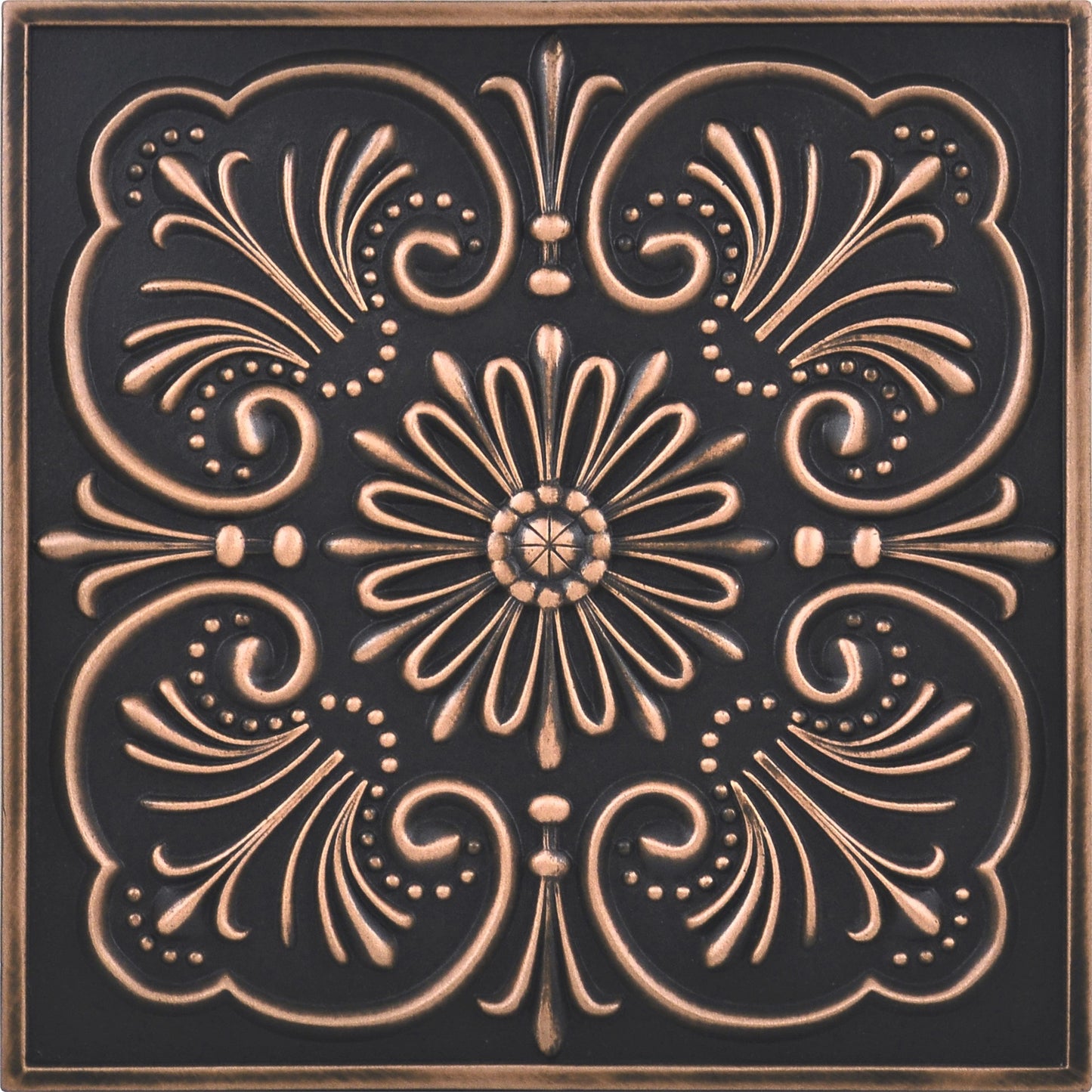 Backsplash Metal Mural Tile Hand Made Plaque Crown 12" x 12" Oil Rubbed Bronze