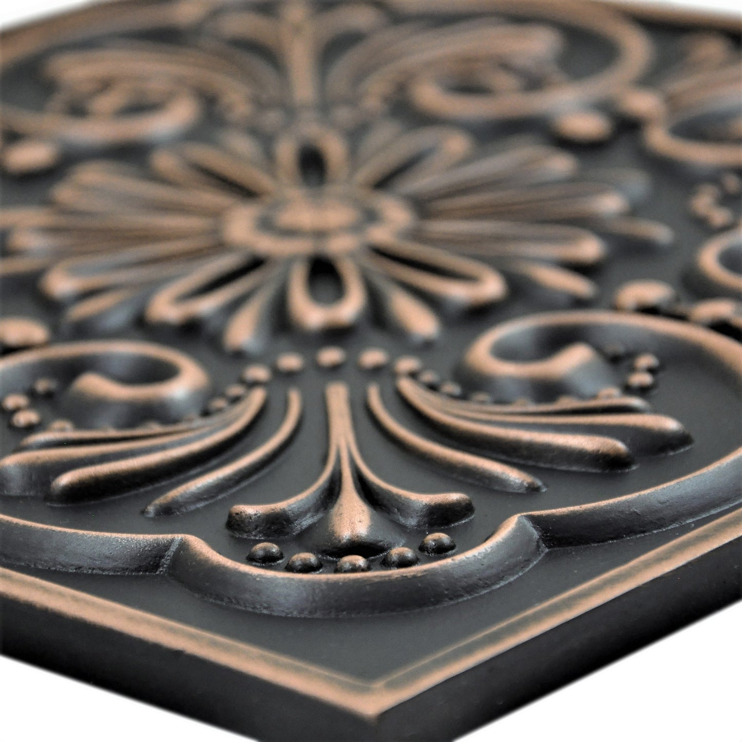 Backsplash Metal Mural Tile Hand Made Plaque Crown 12" x 12" Oil Rubbed Bronze