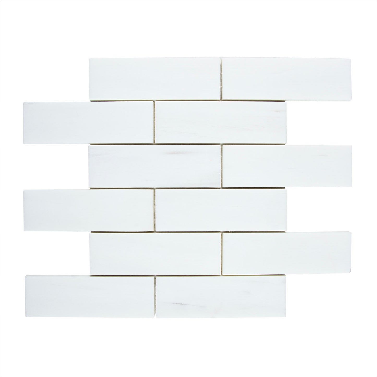 White Dolomite Brick 11.9 in. x 11.7 in. x 10 mm Polished Marble Mosaic Tile (4.84 sq. ft./case)