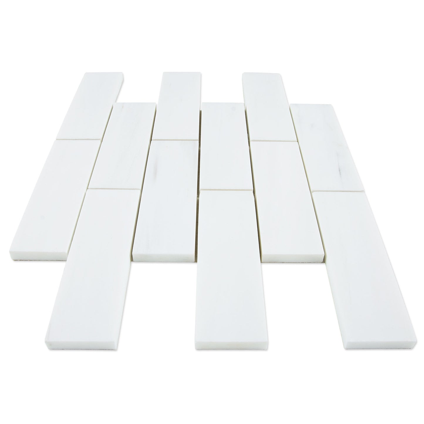 White Dolomite Brick 11.9 in. x 11.7 in. x 10 mm Polished Marble Mosaic Tile (4.84 sq. ft./case)