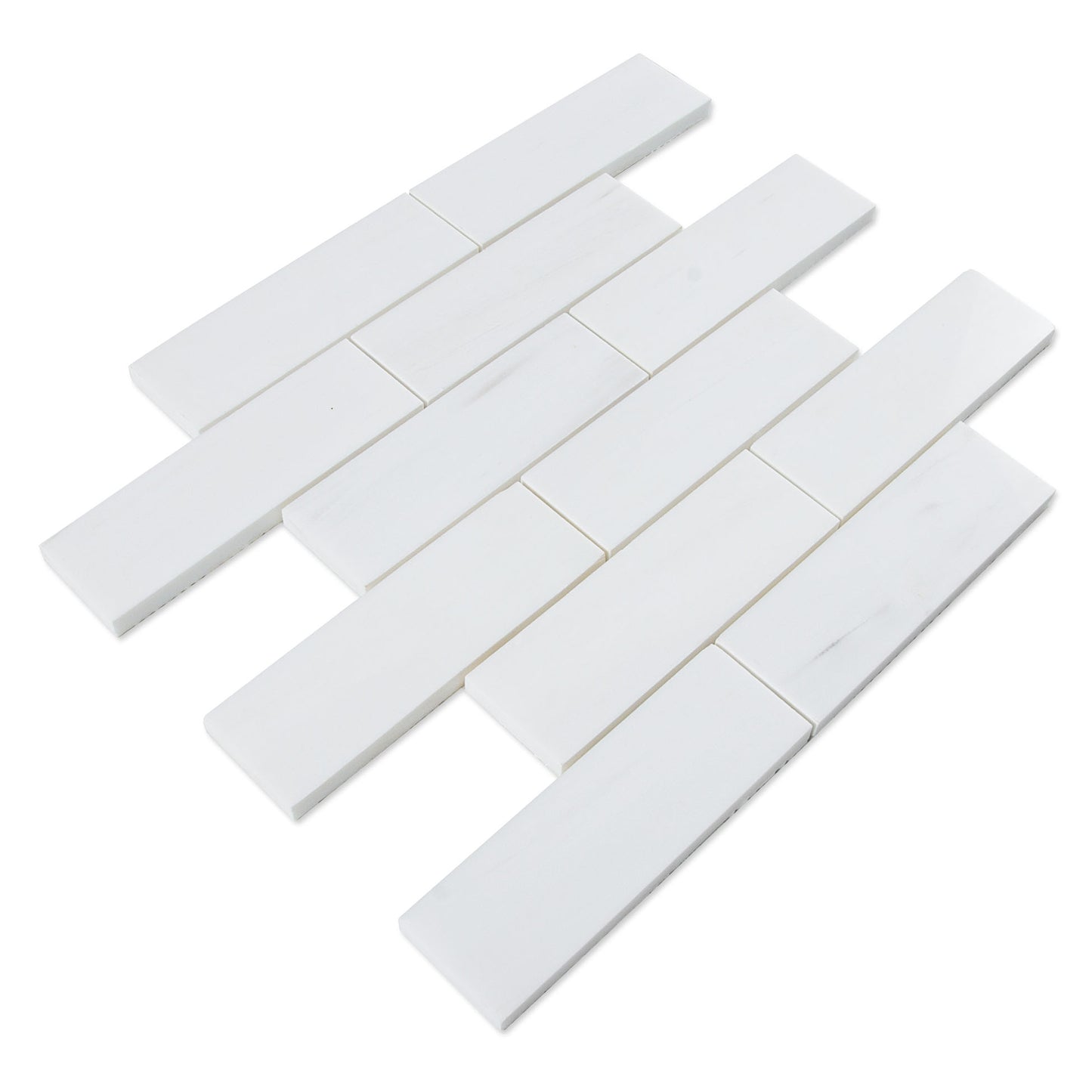 White Dolomite Brick 11.9 in. x 11.7 in. x 10 mm Polished Marble Mosaic Tile (4.84 sq. ft./case)