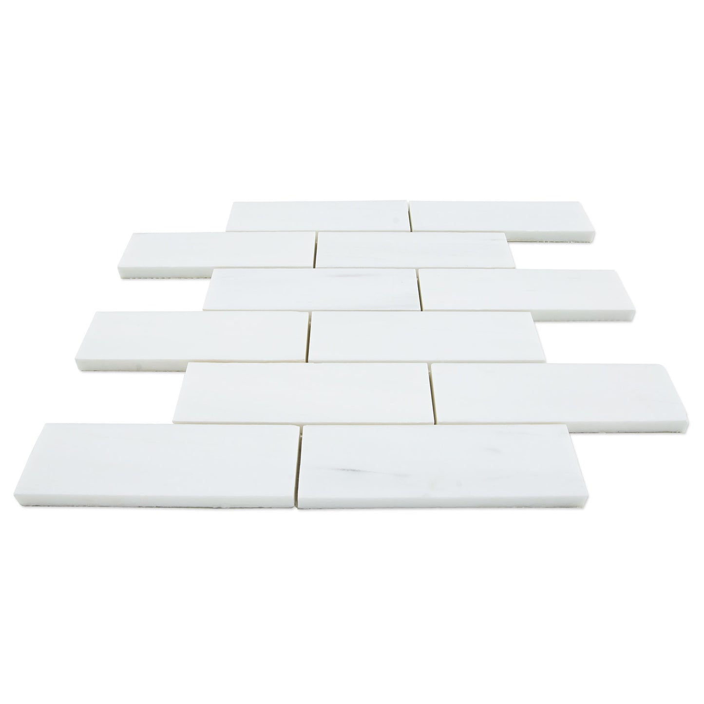 White Dolomite Brick 11.9 in. x 11.7 in. x 10 mm Polished Marble Mosaic Tile (4.84 sq. ft./case)