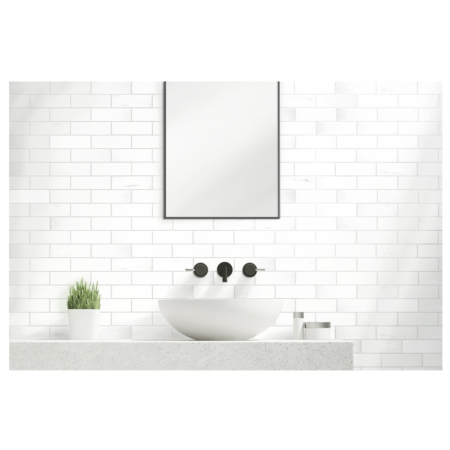 White Dolomite Brick 11.9 in. x 11.7 in. x 10 mm Polished Marble Mosaic Tile (4.84 sq. ft./case)