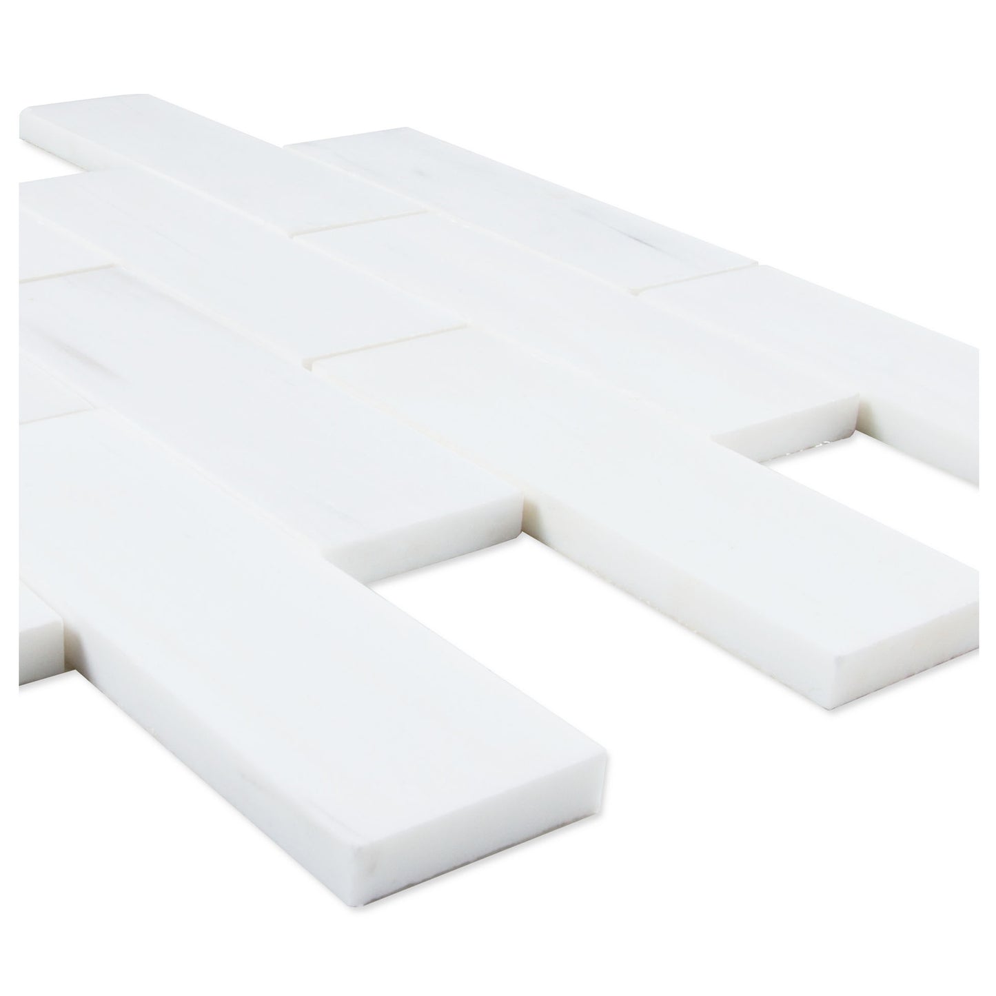 White Dolomite Brick 11.9 in. x 11.7 in. x 10 mm Polished Marble Mosaic Tile (4.84 sq. ft./case)