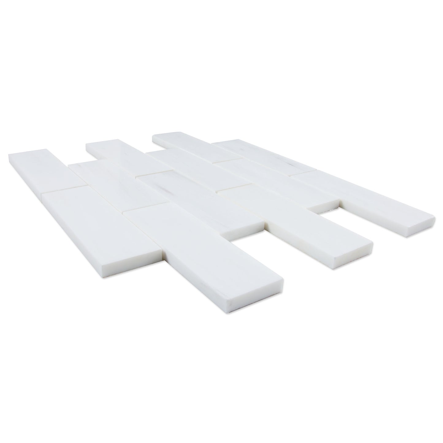 White Dolomite Brick 11.9 in. x 11.7 in. x 10 mm Polished Marble Mosaic Tile (4.84 sq. ft./case)