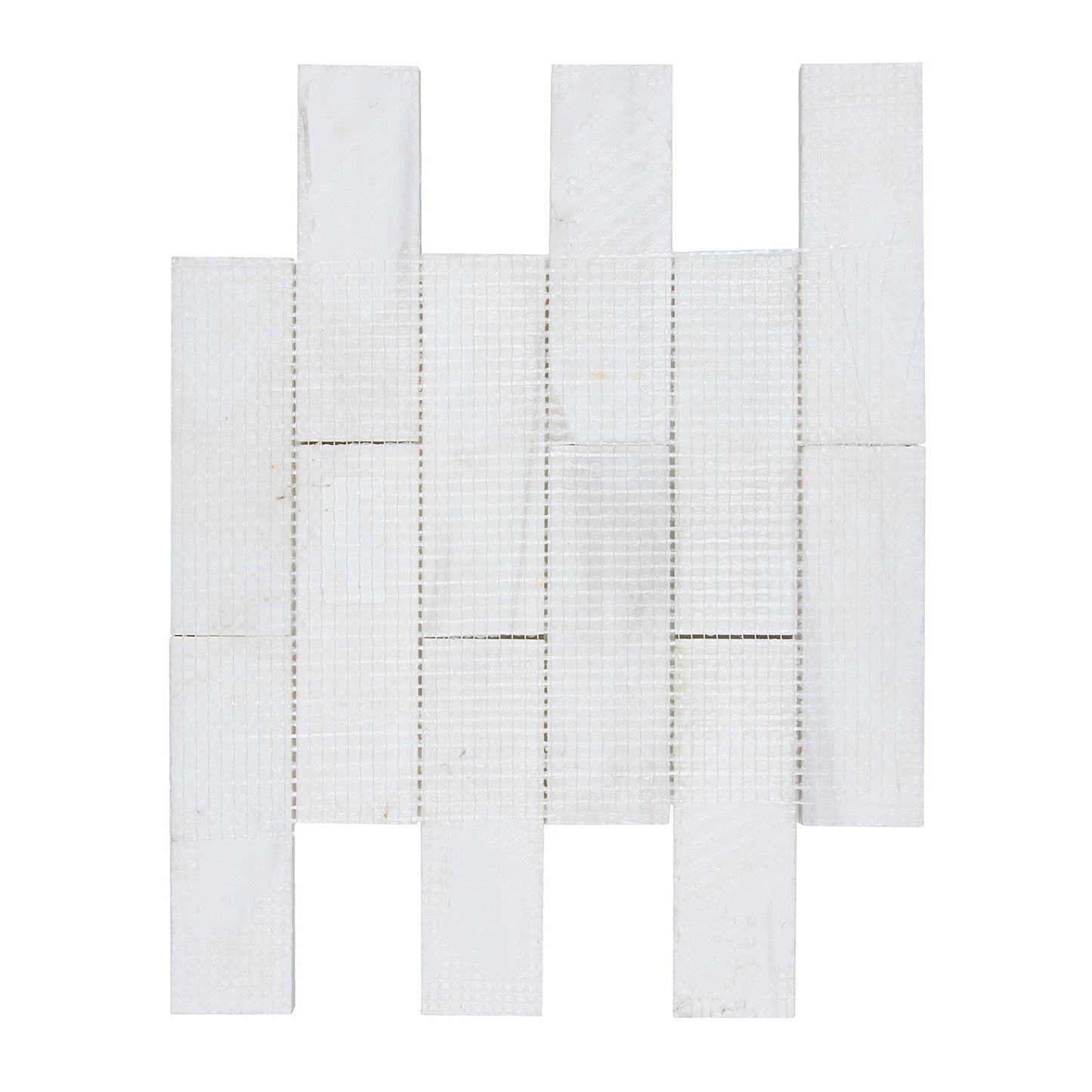 White Dolomite Brick 11.9 in. x 11.7 in. x 10 mm Polished Marble Mosaic Tile (4.84 sq. ft./case)