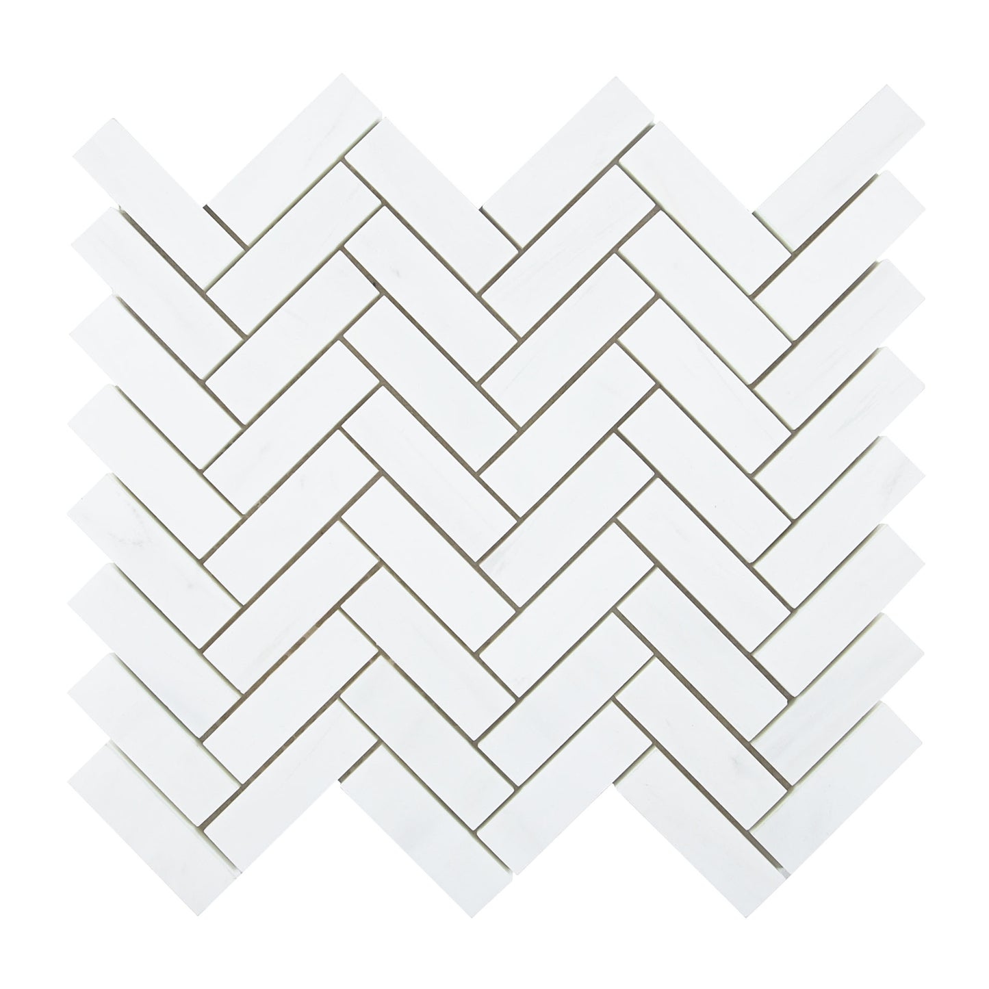 White Dolomite Herringbone 11.1 in. x 12.9 in. x 10 mm Polished Marble Mosaic Tile (4.96 sq. ft./case)