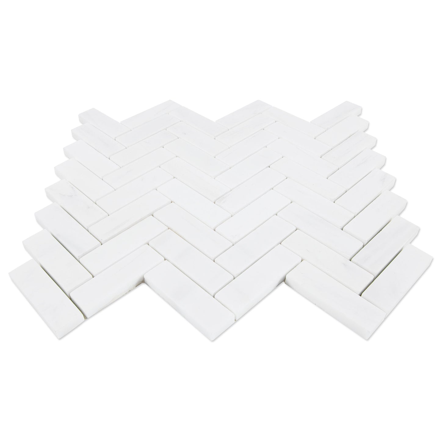White Dolomite Herringbone 11.1 in. x 12.9 in. x 10 mm Polished Marble Mosaic Tile (4.96 sq. ft./case)