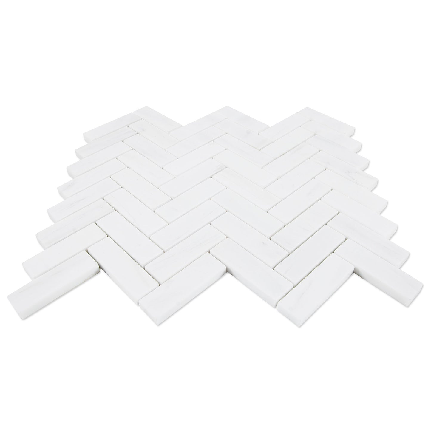 White Dolomite Herringbone 11.1 in. x 12.9 in. x 10 mm Polished Marble Mosaic Tile (4.96 sq. ft./case)