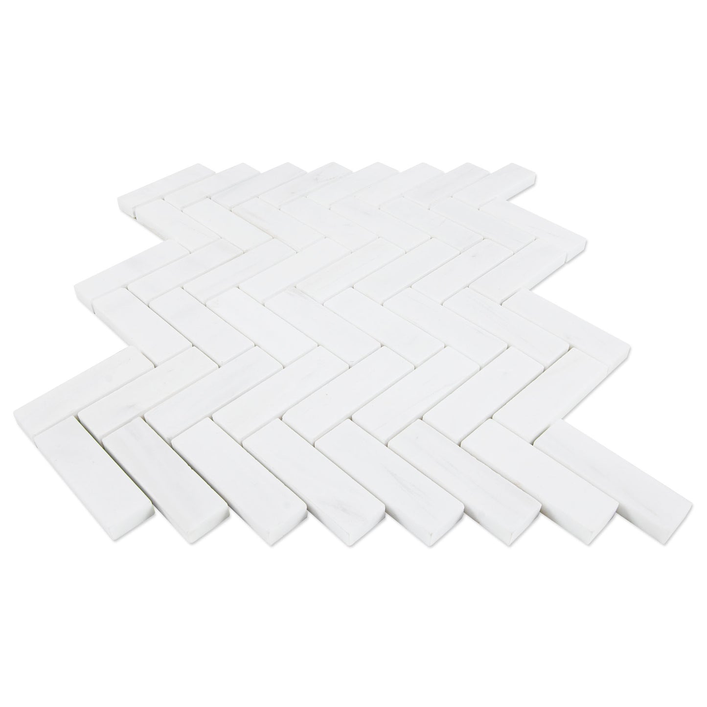 White Dolomite Herringbone 11.1 in. x 12.9 in. x 10 mm Polished Marble Mosaic Tile (4.96 sq. ft./case)