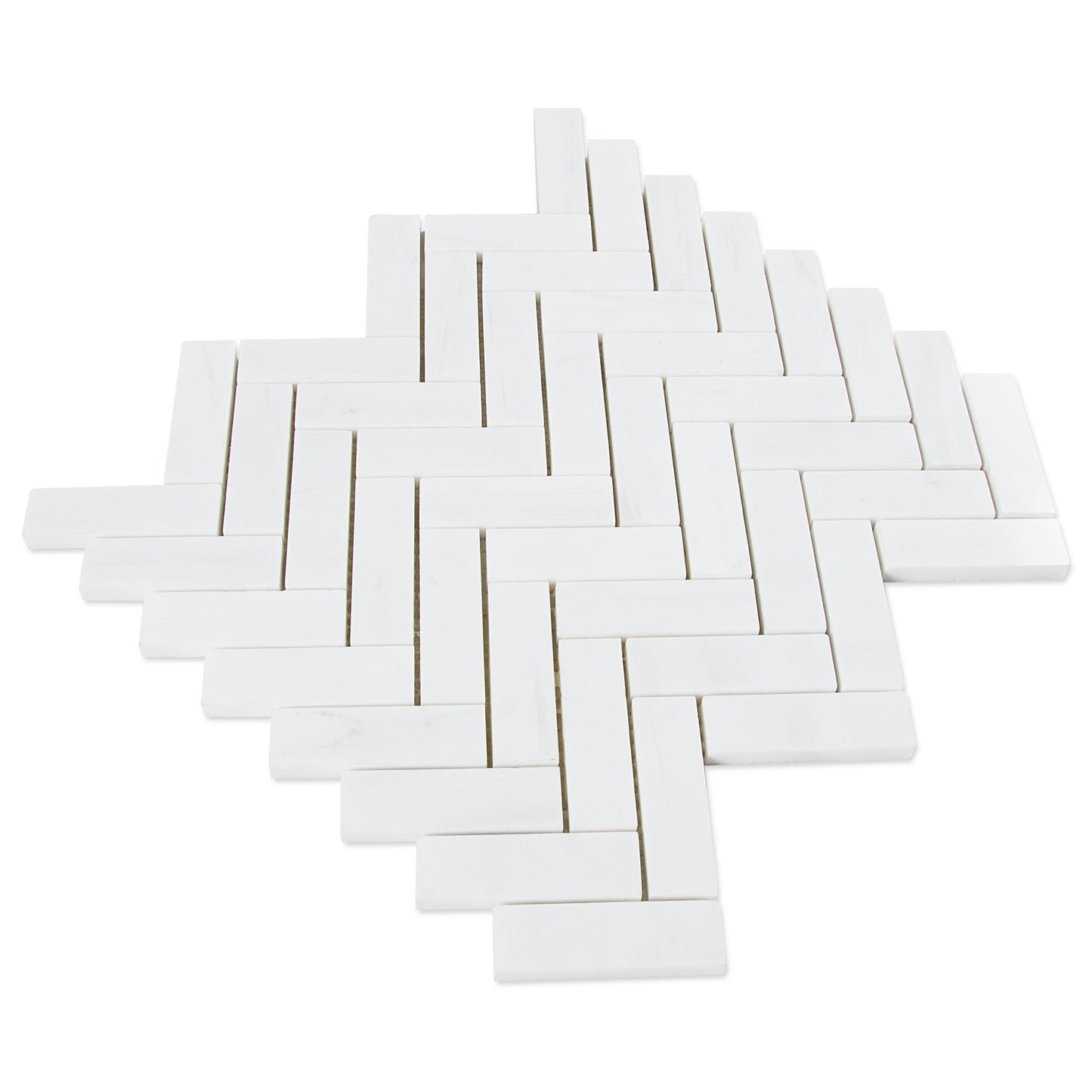 White Dolomite Herringbone 11.1 in. x 12.9 in. x 10 mm Polished Marble Mosaic Tile (4.96 sq. ft./case)
