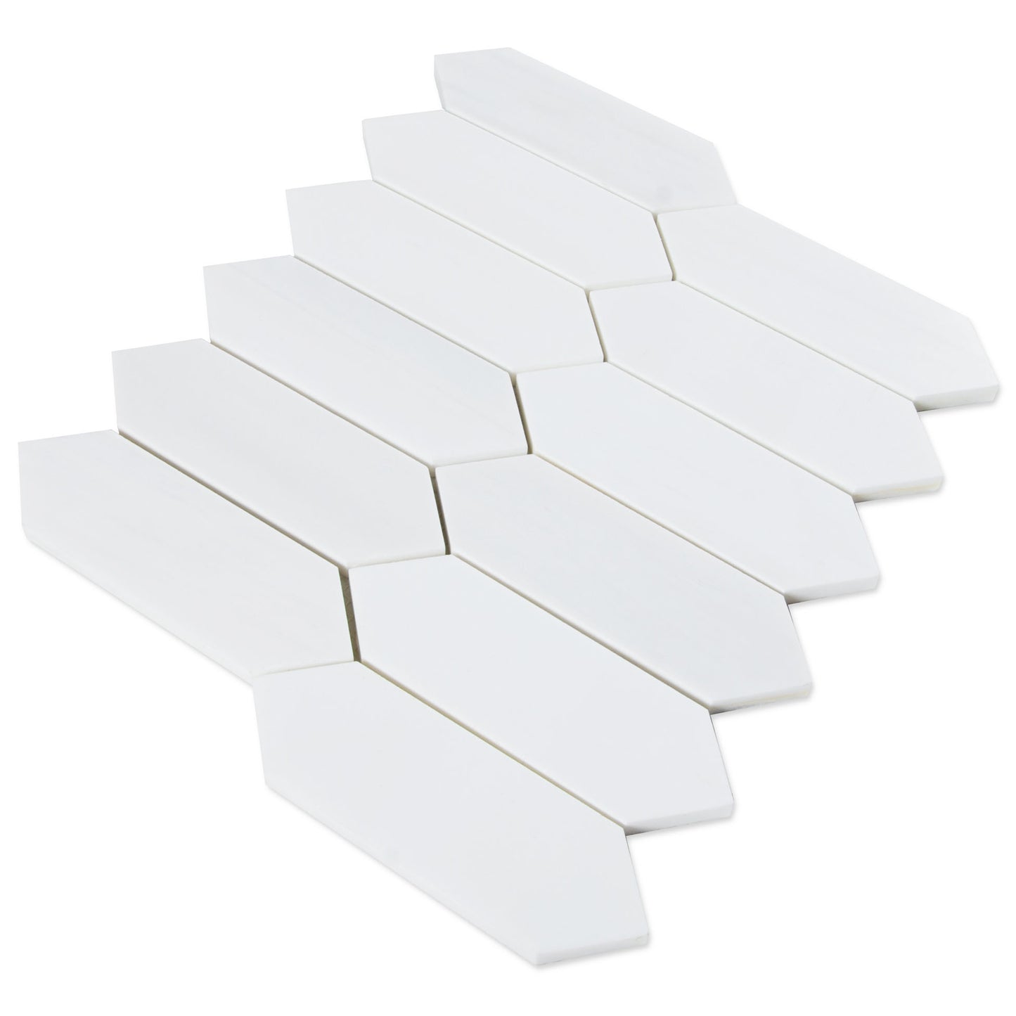 White Dolomite Picket 10 in. x 12 in. x 10 mm Polished Marble Mosaic Tile (4.19 sq. ft./case)