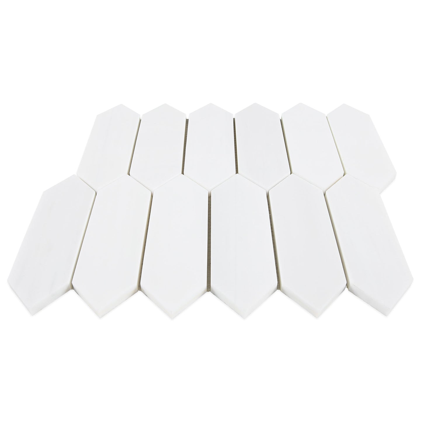 White Dolomite Picket 10 in. x 12 in. x 10 mm Polished Marble Mosaic Tile (4.19 sq. ft./case)