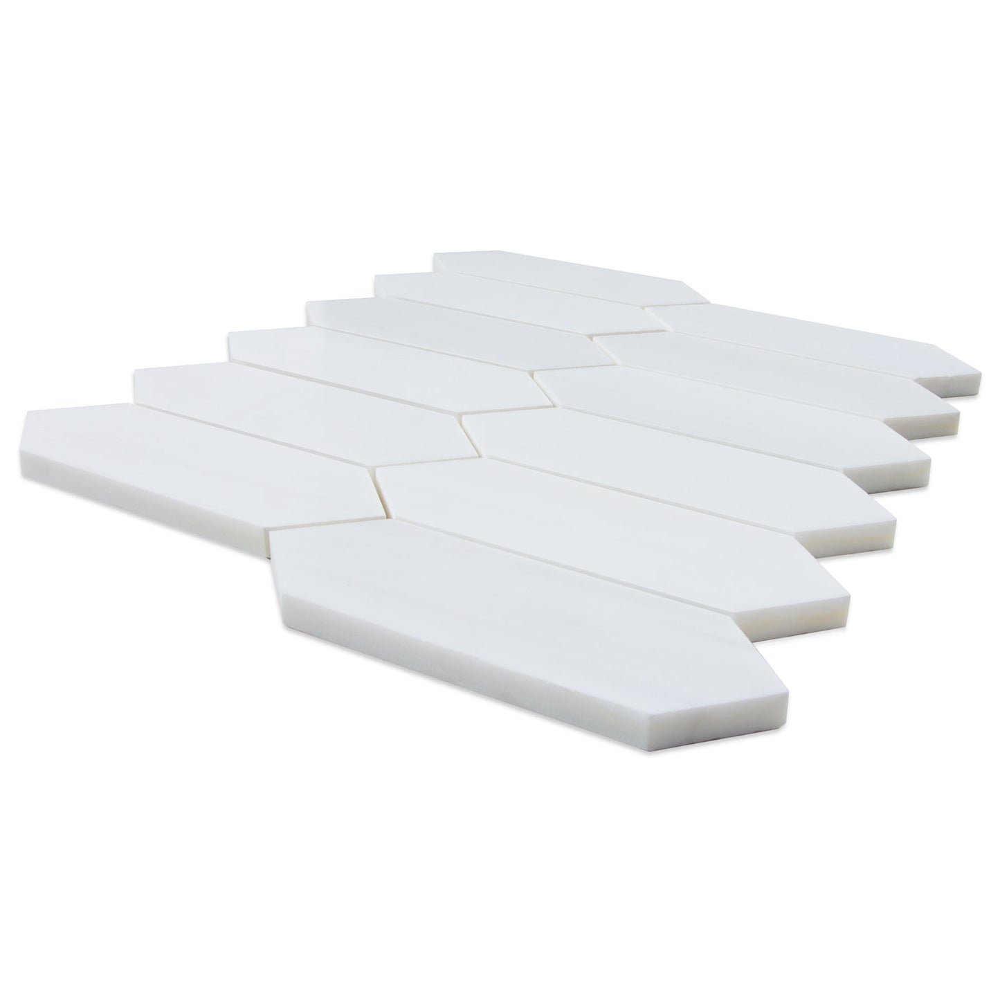 White Dolomite Picket 10 in. x 12 in. x 10 mm Polished Marble Mosaic Tile (4.19 sq. ft./case)