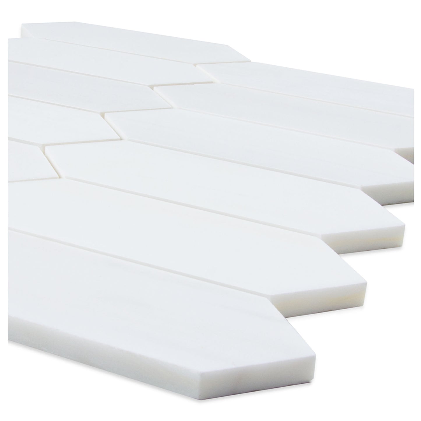 White Dolomite Picket 10 in. x 12 in. x 10 mm Polished Marble Mosaic Tile (4.19 sq. ft./case)