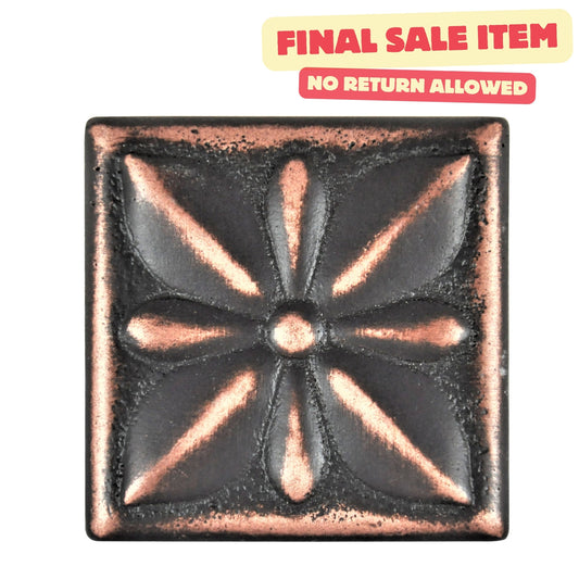 Mediterrenean Metal Insert Tile Oil Rubbed Bronze 2x2 ( PACK OF 8 PIECE )