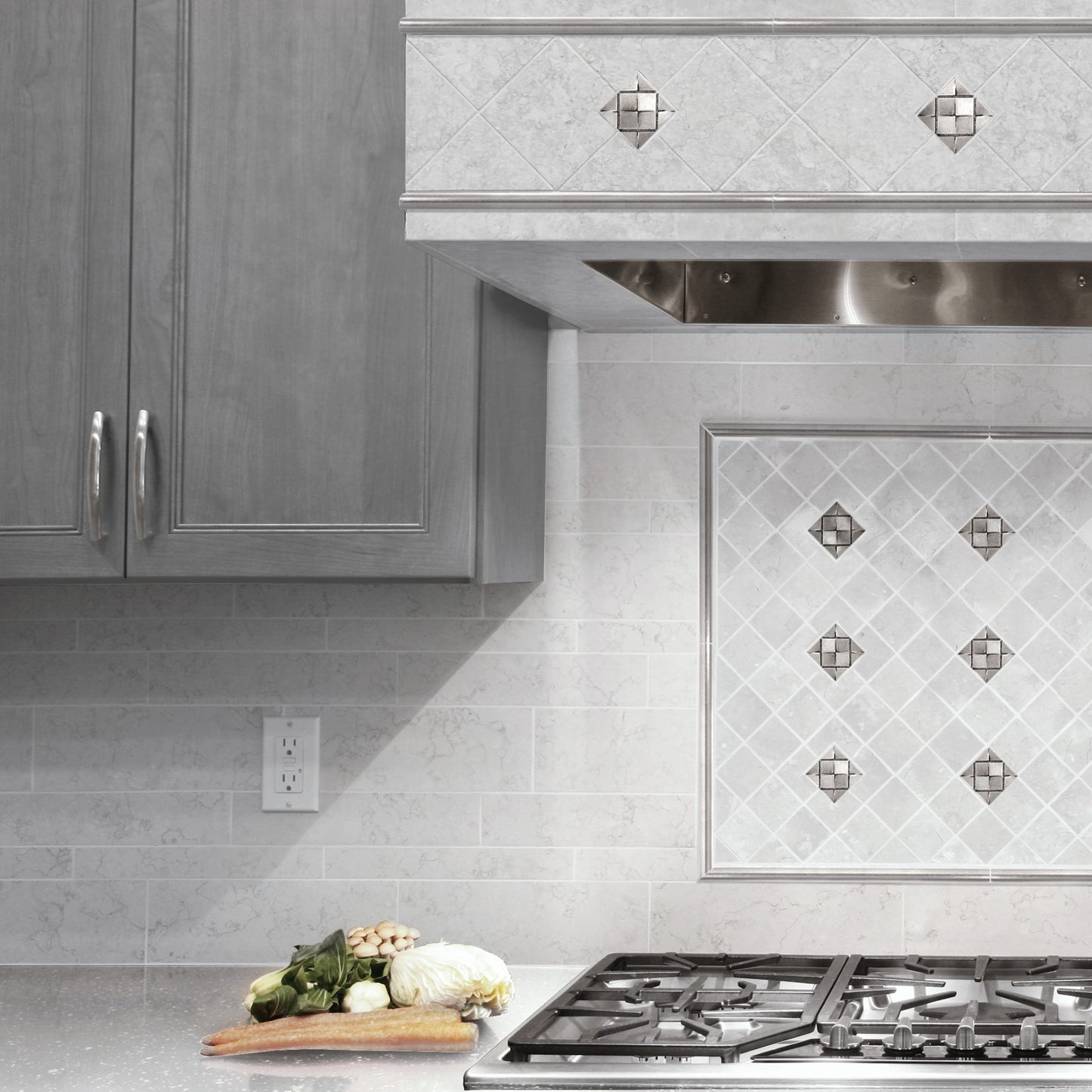 Origami Metal Insert Tile Brushed Nickel 2x2 ( PACK OF 8 PIECE )
