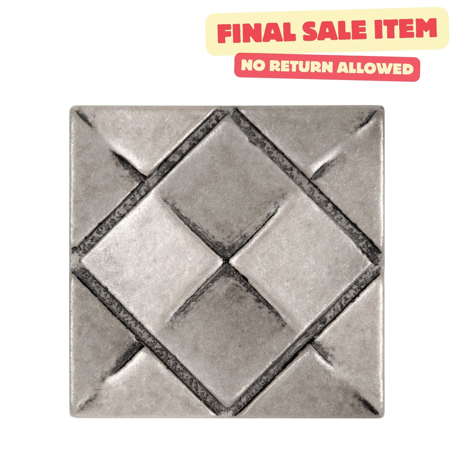 Origami Decorative Metal Insert Tile Brushed Nickel 4x4  ( PACK OF 4 PIECES)