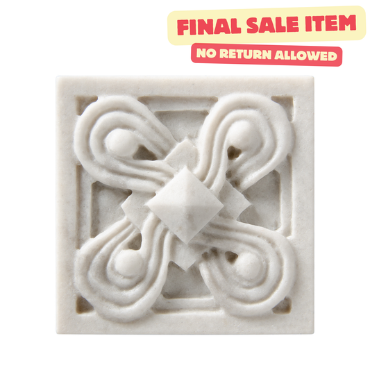 Marmi Di Napoli Deco Carrara  Insert  2 1/2" x 2 1/2"