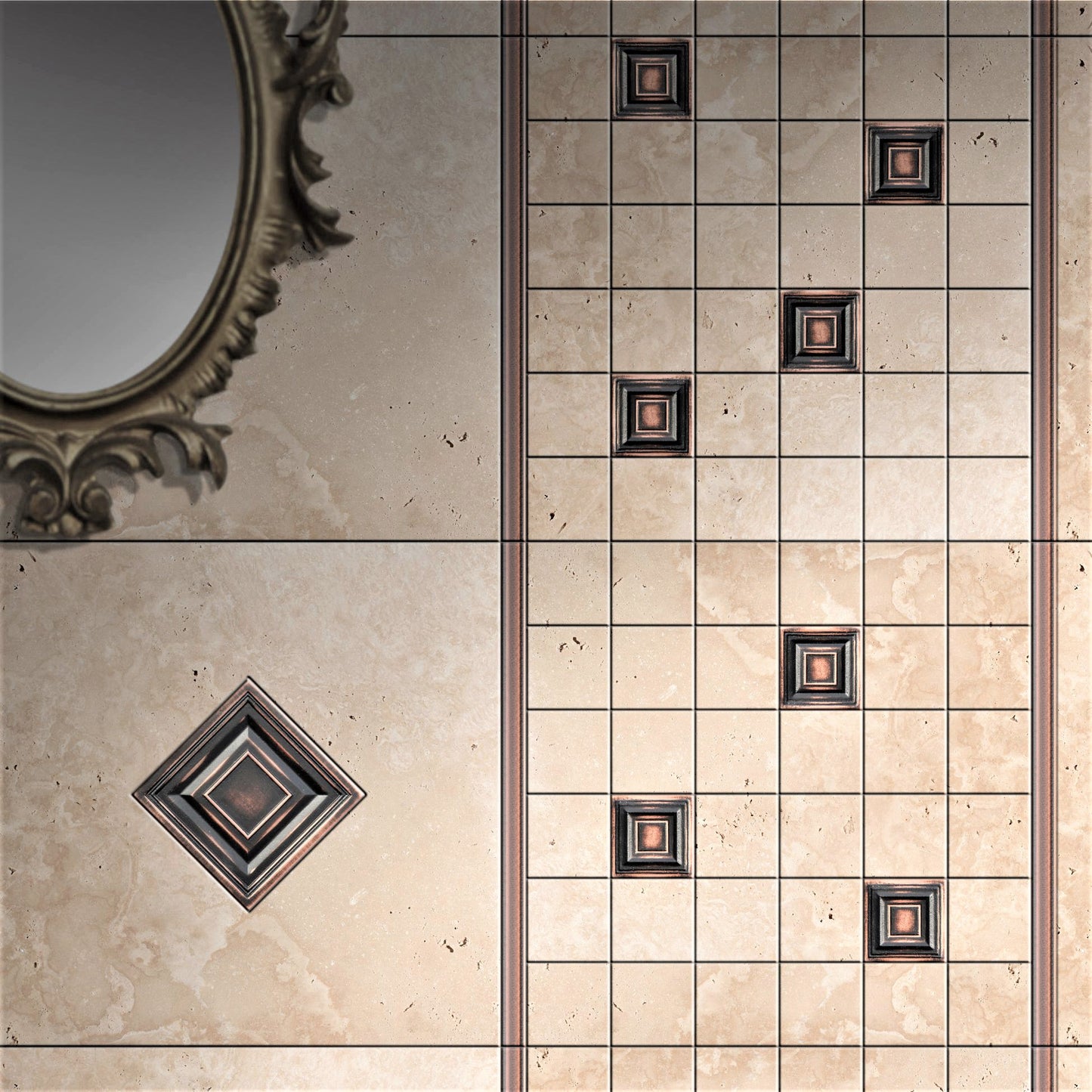 Custom Metal Insert Tile Oil Rubbed Bronze 2x2 ( PACK OF 8 PIECE )