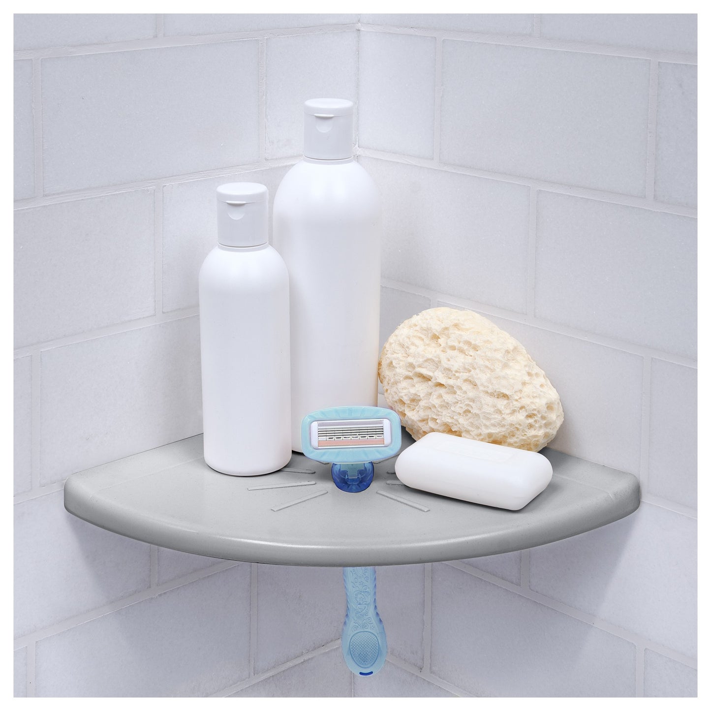Architecta Decor Bathroom and Shower Corner Shelf Flatback Wall Mounted Tile 8.8 x 8.8 Inch Gray
