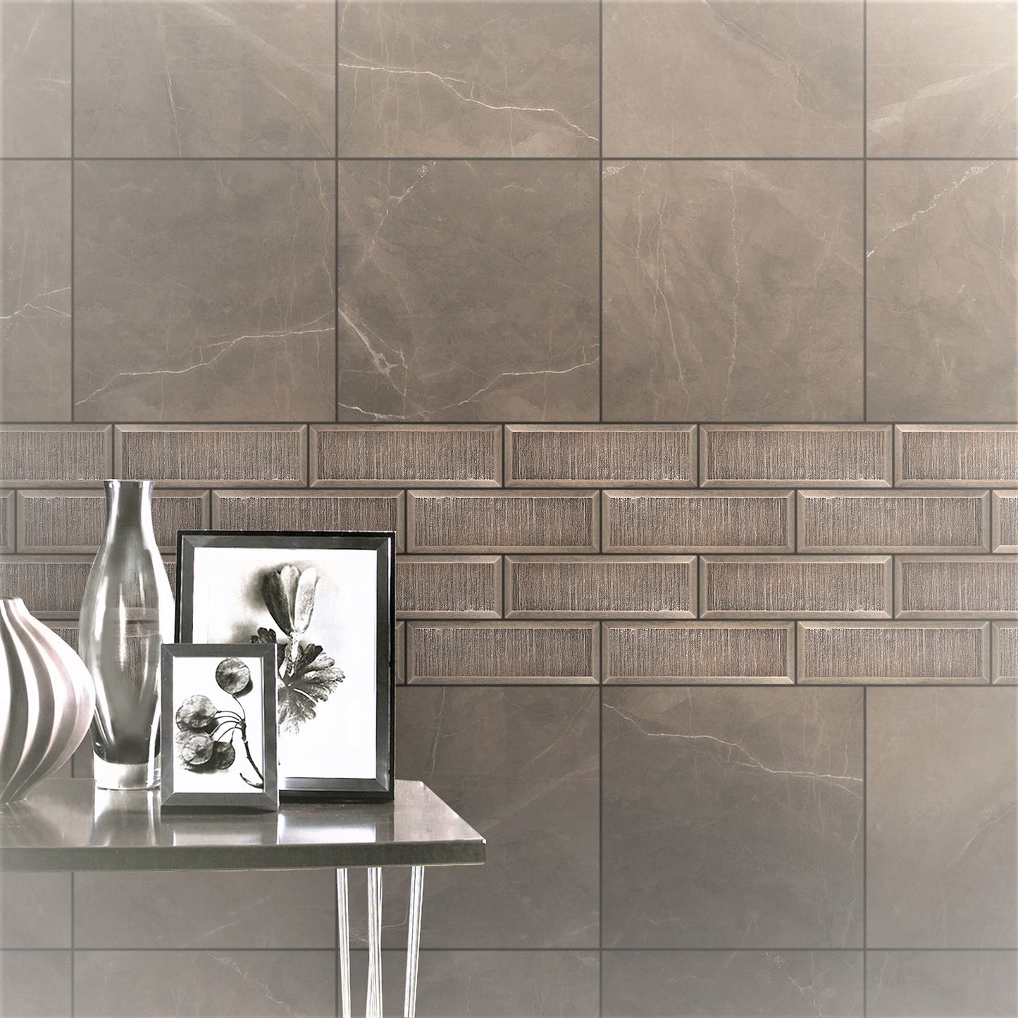 Brick Beveled Majestic Metal Mosaic Tile Bronze  - 9"x12"