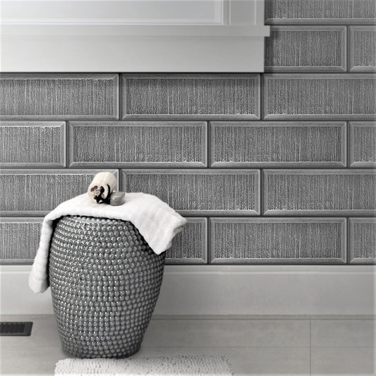 Brick Beveled Majestic Metal Mosaic Tile Pewter Nickel  - 9"x12"