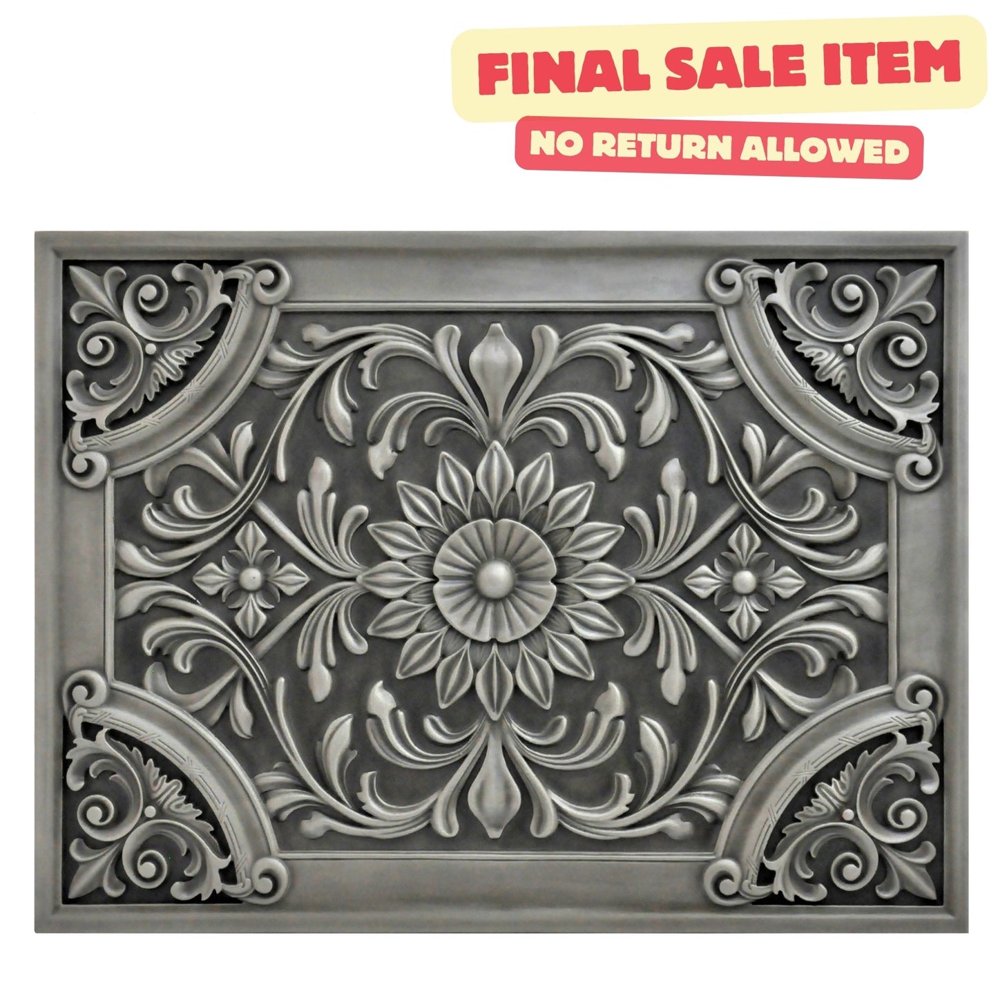 Backsplash Metal Mural Tile Hand Made Plaque Harmony 18"x24" Pewter Nickel