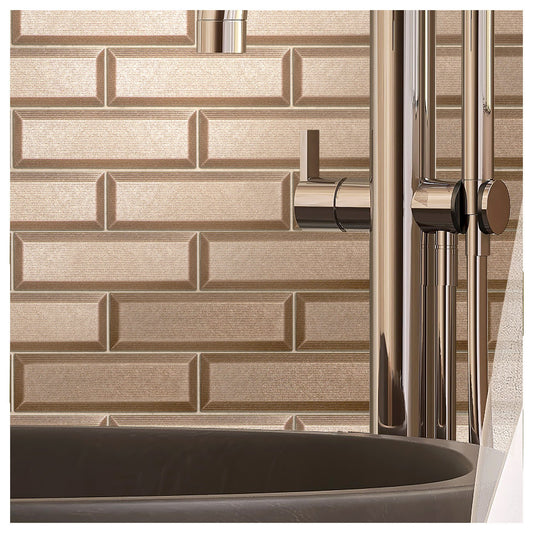 Antique Bronze Metronom Beveled Brick 2"x6" Mosaic Tile - 12"x 12"