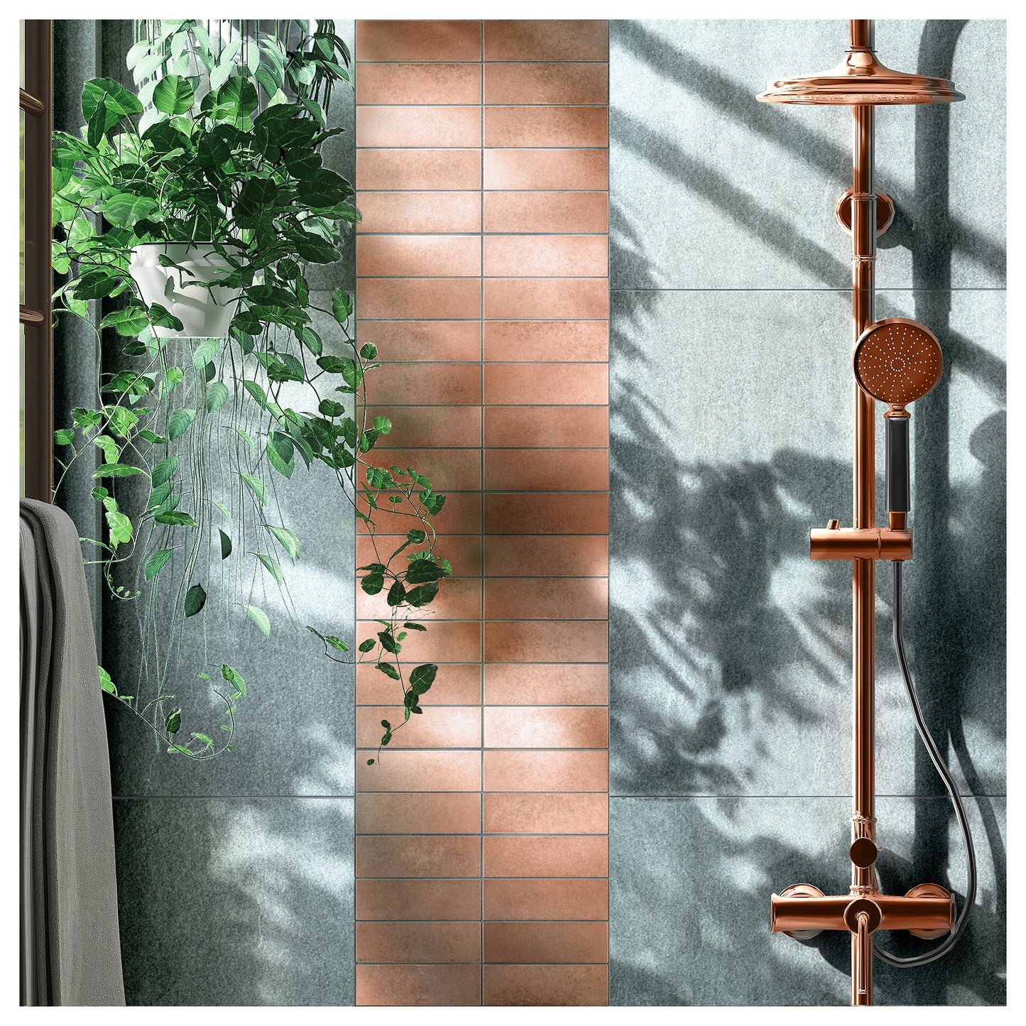 Antique Copper Encore Stacked 2"x6" Mosaic Tile - 12"x 12"