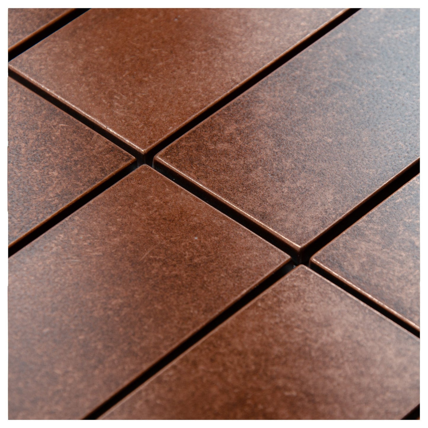Antique Copper Encore Stacked 2"x6" Mosaic Tile - 12"x 12"