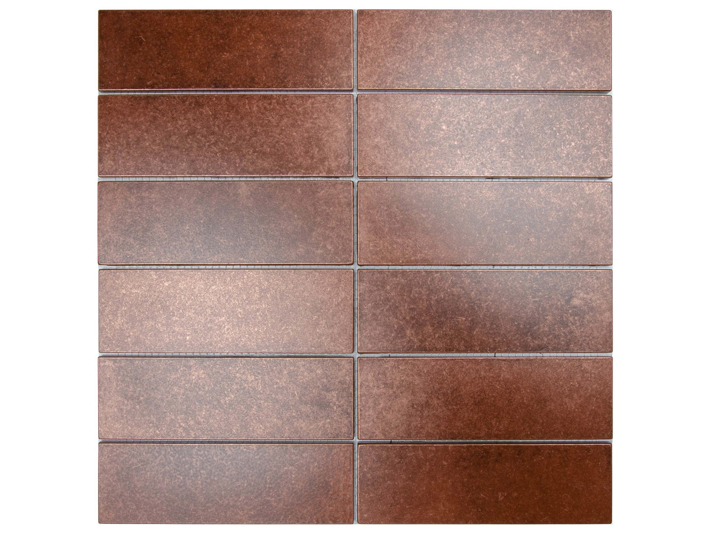 Antique Copper Encore Stacked 2"x6" Mosaic Tile - 12"x 12"