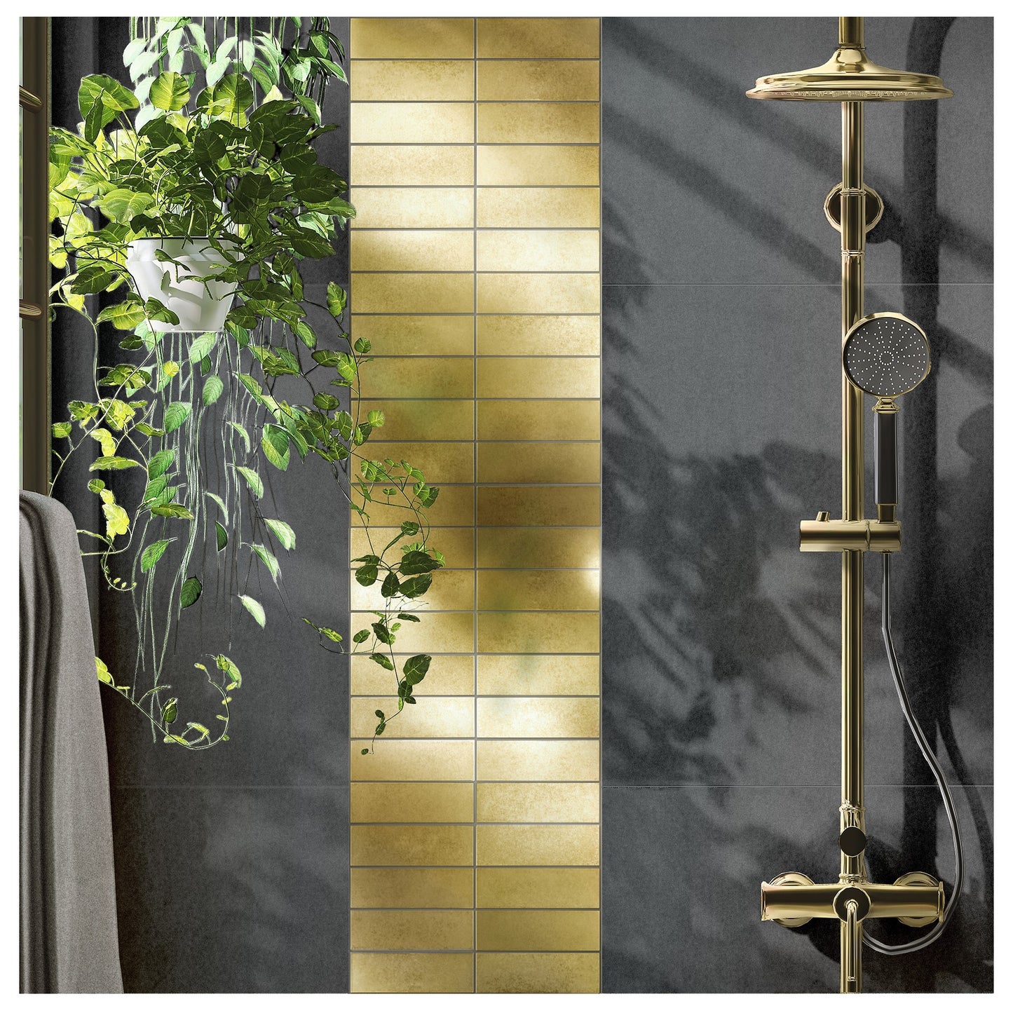 Antique Gold Encore Stacked 2"x6" Mosaic Tile - 12"x 12"