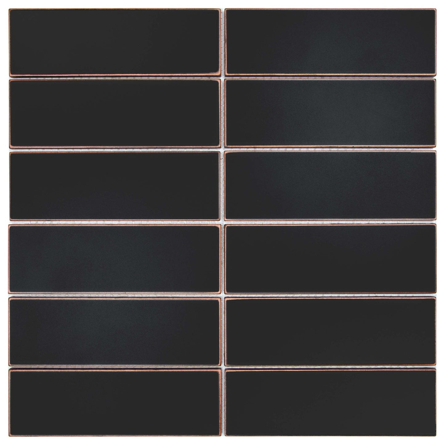 Oil Rubbed Bronze Encore Stacked 2"x6" Mosaic Tile - 12"x 12"
