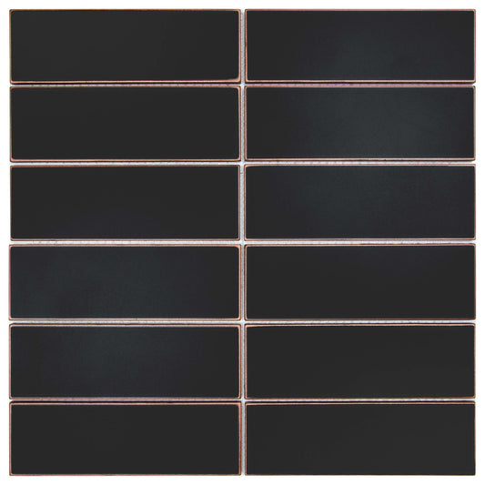 Oil Rubbed Bronze Encore Stacked 2"x6" Mosaic Tile - 12"x 12"
