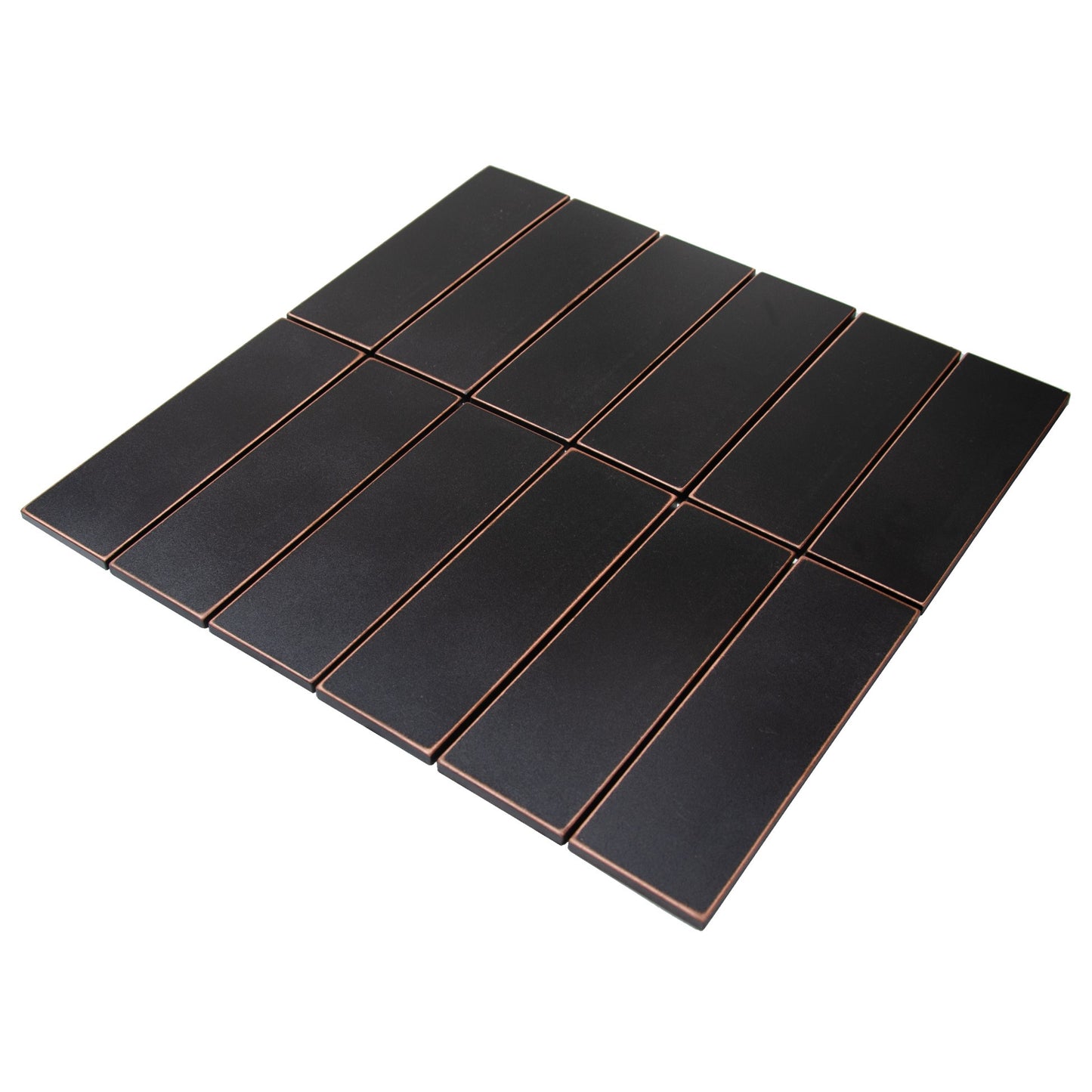 Oil Rubbed Bronze Encore Stacked 2"x6" Mosaic Tile - 12"x 12"