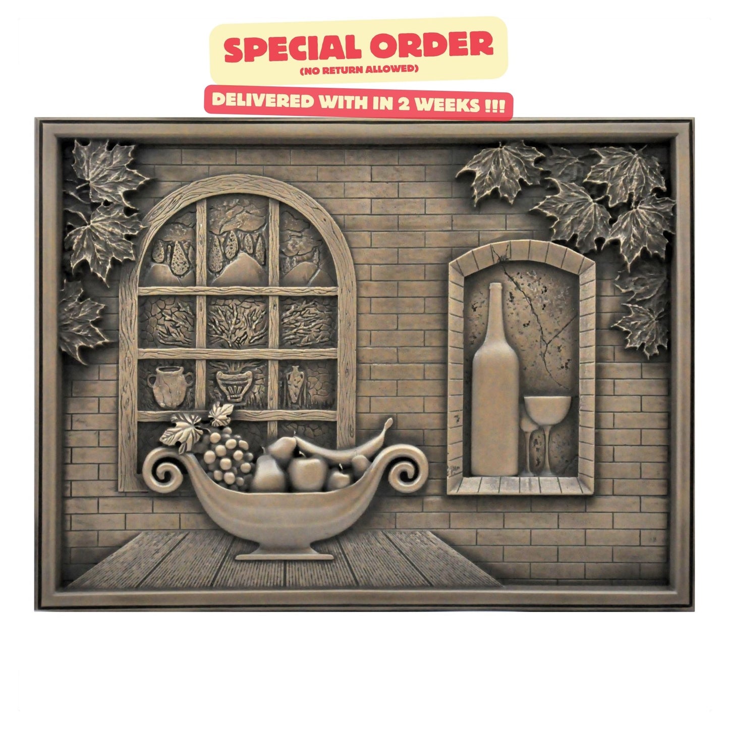 Backsplash Tile for Kitchen and Fireplace Heaven 12" x 18" Metal Mural Bronze